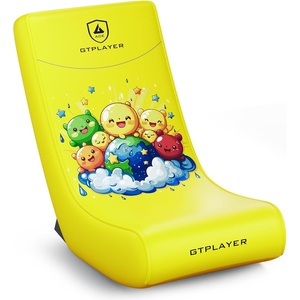 image:imageGTPLAYER Floor Rocker Gaming Chair  Adjustable Angle Limiter Ultra Lightweight Ergonomic Floor Rocking Game Seat for Gaming and Lounging Aqua02 Yellow Earth Pattern