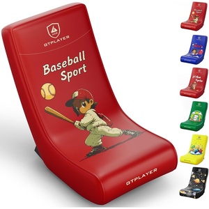image:imageGTPLAYER Gaming Floor Rocking Chair  Rocker Floor Game Chair with Angle Limiter Stylish Patterned Design Comfortable Video Game Seat Green Cat Pattern01 Red Baseball Pattern