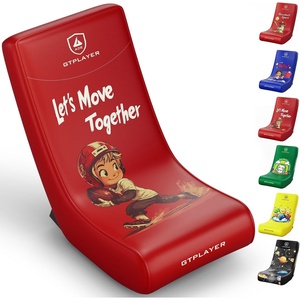 image:imageGTPLAYER Gaming Floor Rocking Chair  Rocker Floor Game Chair with Angle Limiter Stylish Patterned Design Comfortable Video Game Seat Green Cat Pattern01 Red Football Pattern
