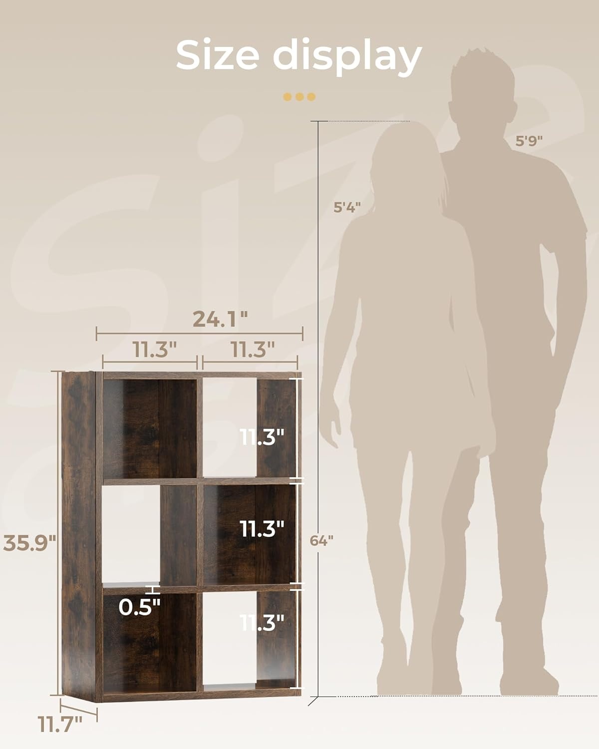 image:imageGTPLAYER 6Cube Storage Organizer Bookcase Stackable Cube Shelf Fits 11 Bins Open Storage Cabinet with Partial Back Panels Vertical or Horizontal Bookshelf for BedroomHome Office White6 Cube Brown