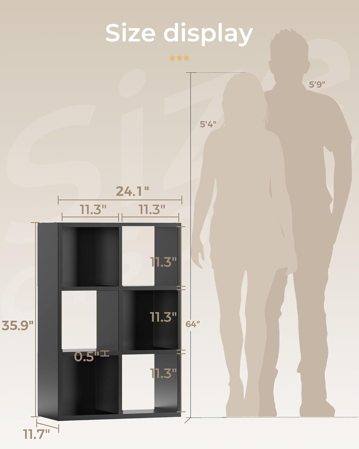 image:imageGTPLAYER 6Cube Storage Organizer Bookcase Stackable Cube Shelf Fits 11 Bins Open Storage Cabinet with Partial Back Panels Vertical or Horizontal Bookshelf for BedroomHome Office White6 Cube Black