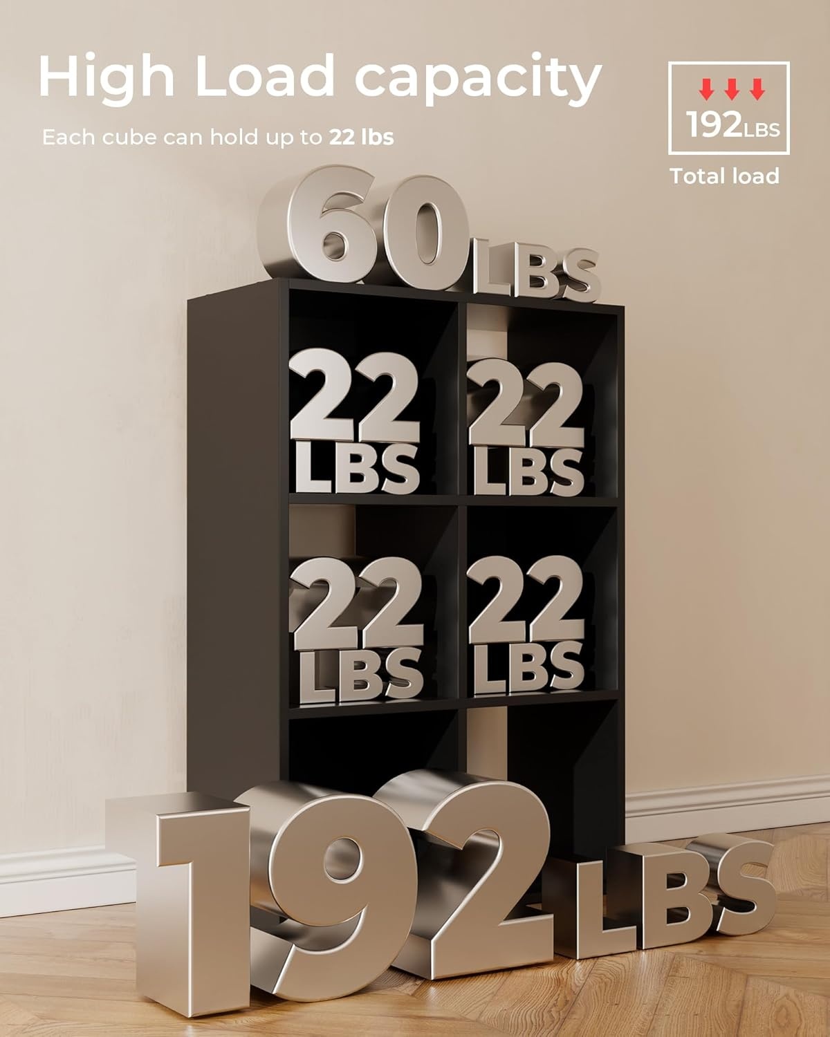 image:imageGTPLAYER 6Cube Storage Organizer Bookcase Stackable Cube Shelf Fits 11 Bins Open Storage Cabinet with Partial Back Panels Vertical or Horizontal Bookshelf for BedroomHome Office White6 Cube Charcoal