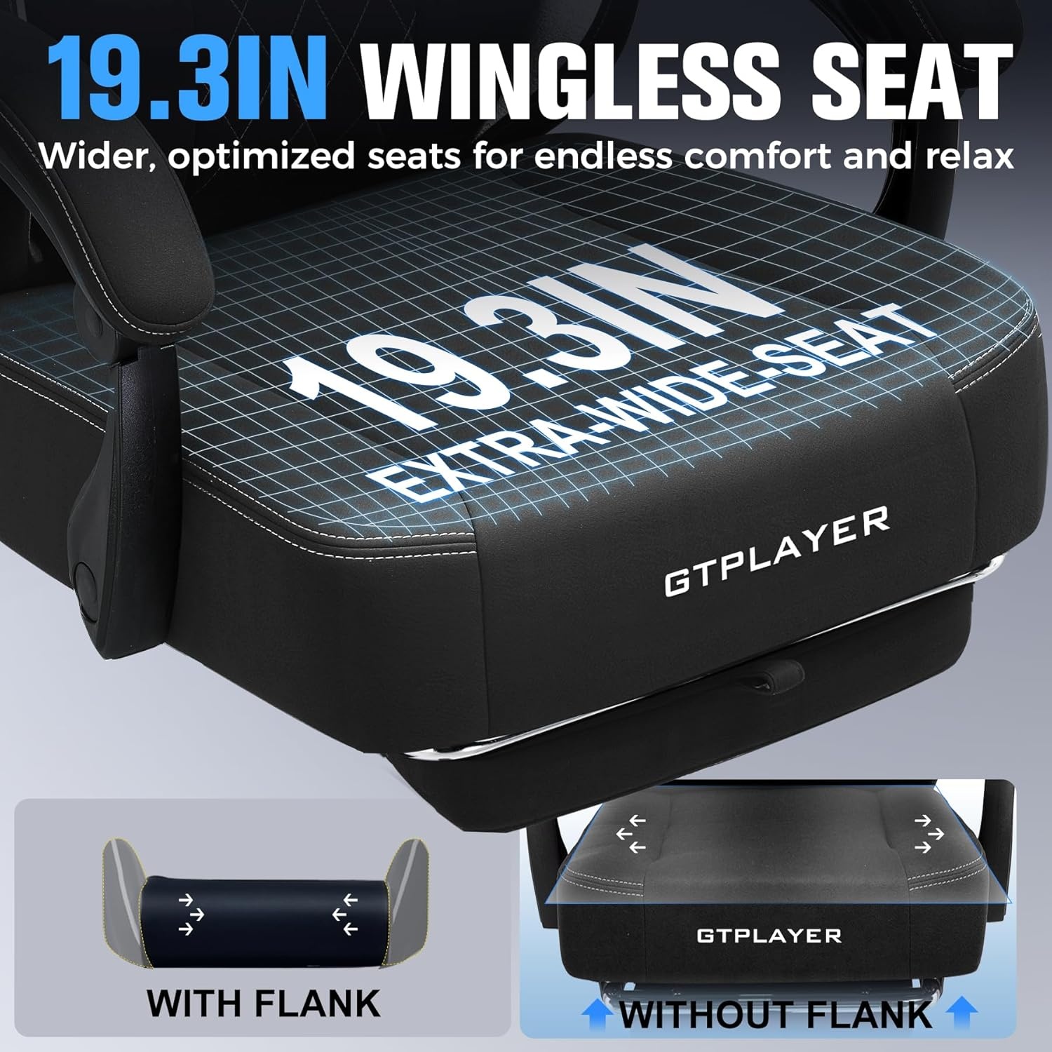 image:imageGTPLAYER Big and Tall Gaming Chair Breathable Fabric Computer Chair with Strong Lumbar Support Comfortable Office Chairs with Pocket Spring Cushion High Back Ergonomic Desk Chairs with FootrestBlack White