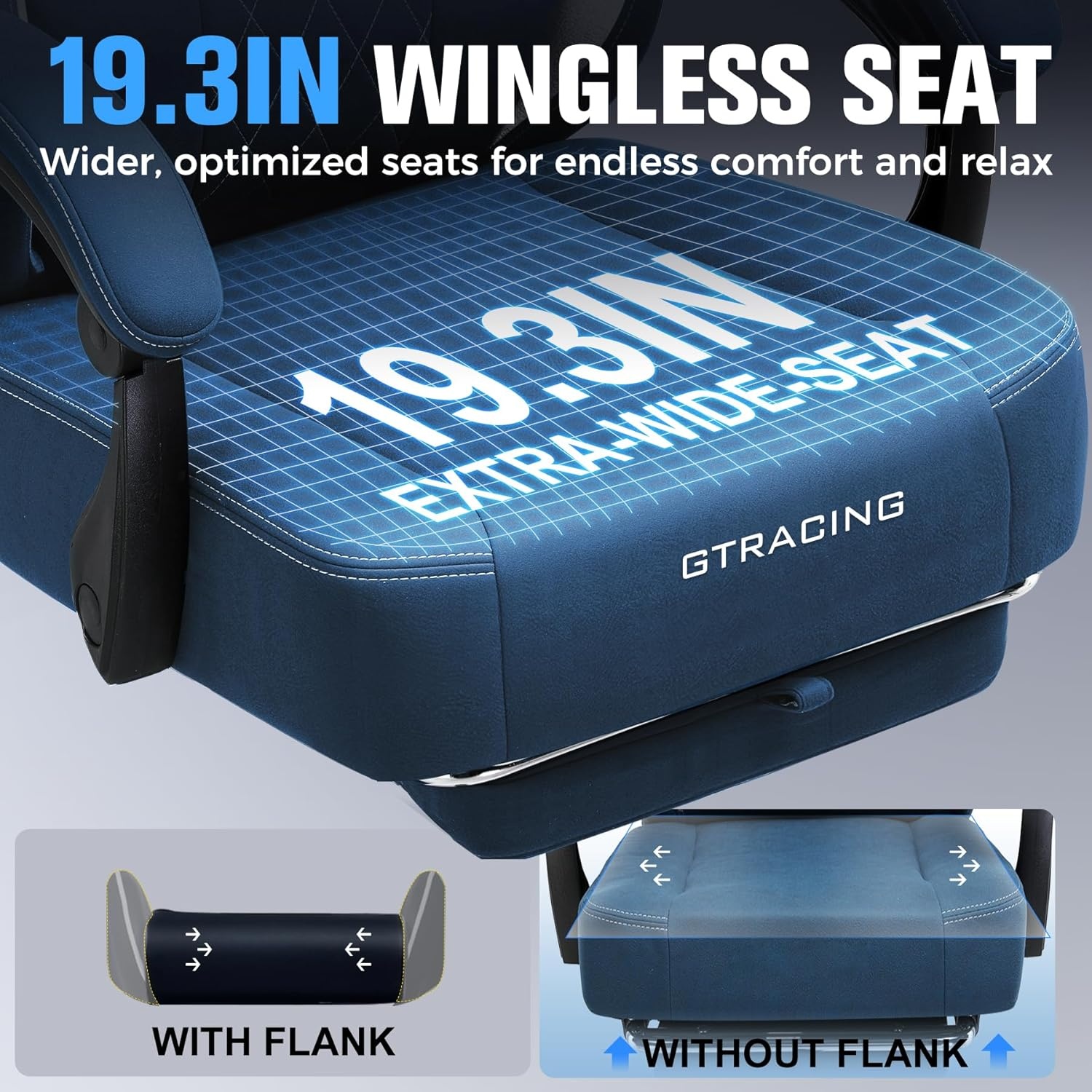 image:imageGTPLAYER Big and Tall Gaming Chair Breathable Fabric Computer Chair with Strong Lumbar Support Comfortable Office Chairs with Pocket Spring Cushion High Back Ergonomic Desk Chairs with FootrestSky Blue