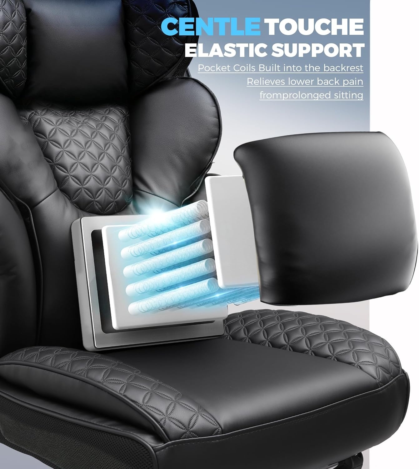 image:imageGTPLAYER Big and Tall Gaming Chair Ergonomic Heavy Duty Office Chair Racing Seat with Adjustable Lumbar Pillow Footrest 150 Reclining Thickened Armrests Breathable Mesh for EsportsPC GamingLuxury Black