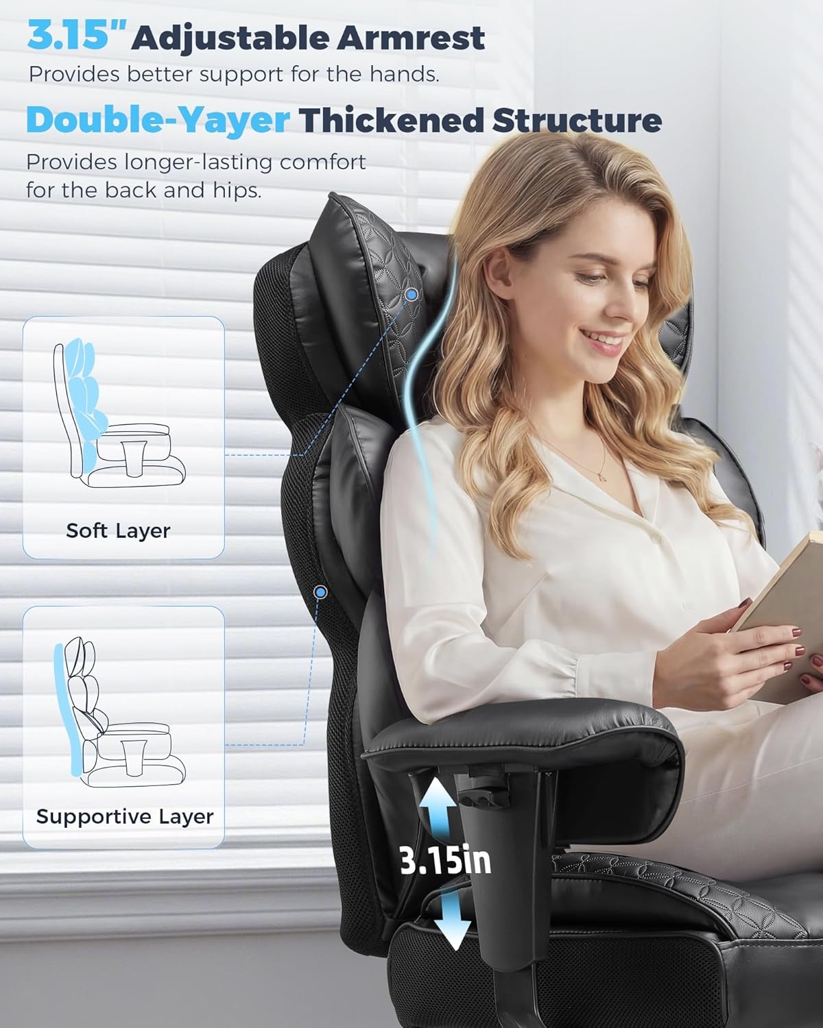 image:imageGTPLAYER Big and Tall Gaming Chair Ergonomic Heavy Duty Office Chair Racing Seat with Adjustable Lumbar Pillow Footrest 150 Reclining Thickened Armrests Breathable Mesh for EsportsPC GamingLuxury Black