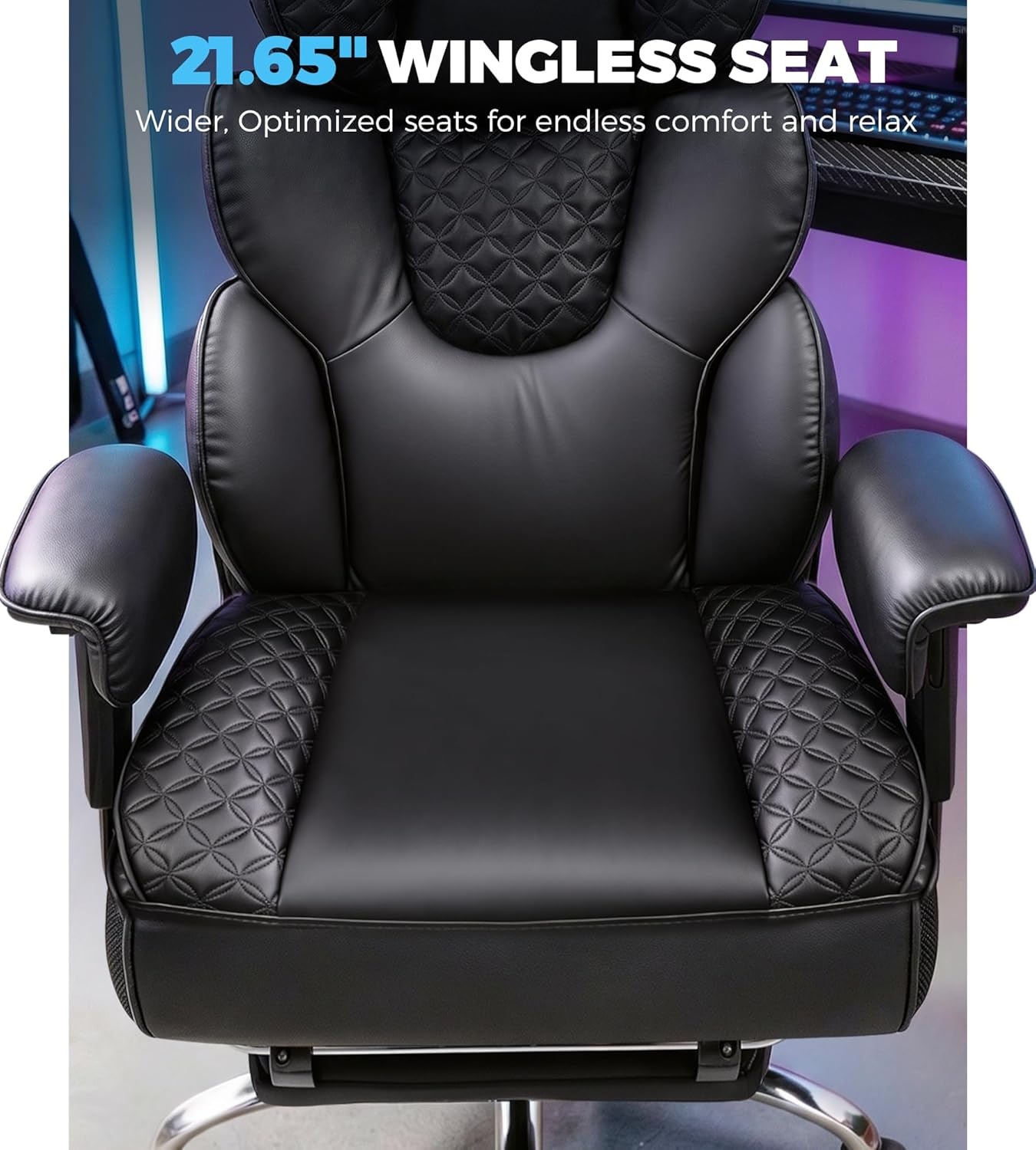 image:imageGTPLAYER Big and Tall Gaming Chair Ergonomic Heavy Duty Office Chair Racing Seat with Adjustable Lumbar Pillow Footrest 150 Reclining Thickened Armrests Breathable Mesh for EsportsPC GamingLuxury Black