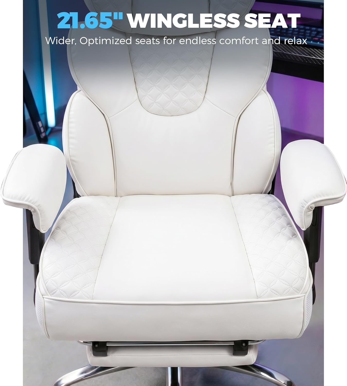 image:imageGTPLAYER Big and Tall Gaming Chair Ergonomic Heavy Duty Office Chair Racing Seat with Adjustable Lumbar Pillow Footrest 150 Reclining Thickened Armrests Breathable Mesh for EsportsPC GamingWhite