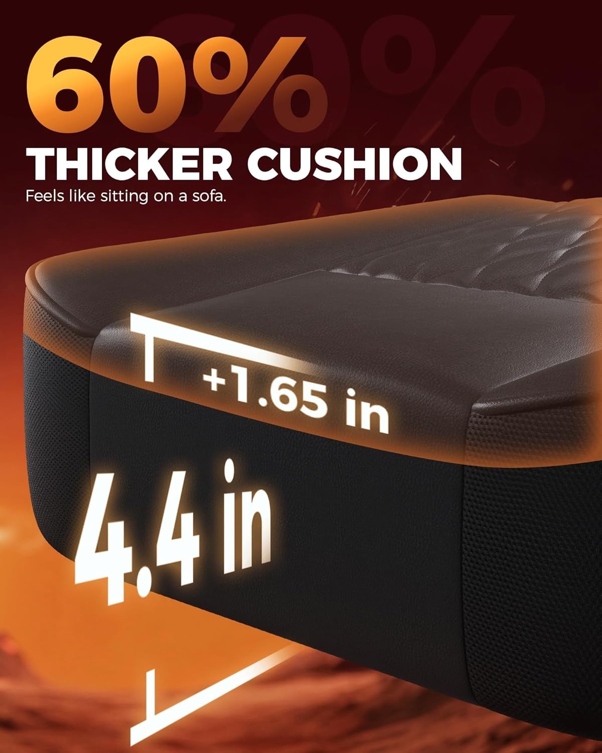 image:imageGTPLAYER Big and Tall Gaming Chair with Footrest Ergonomic Office Desk Chair with 44in Thick Cushion and Wide Wingless Seat Comfortable Leather Computer Chair Predator Series Chocolate BrownMatte Black With Trim