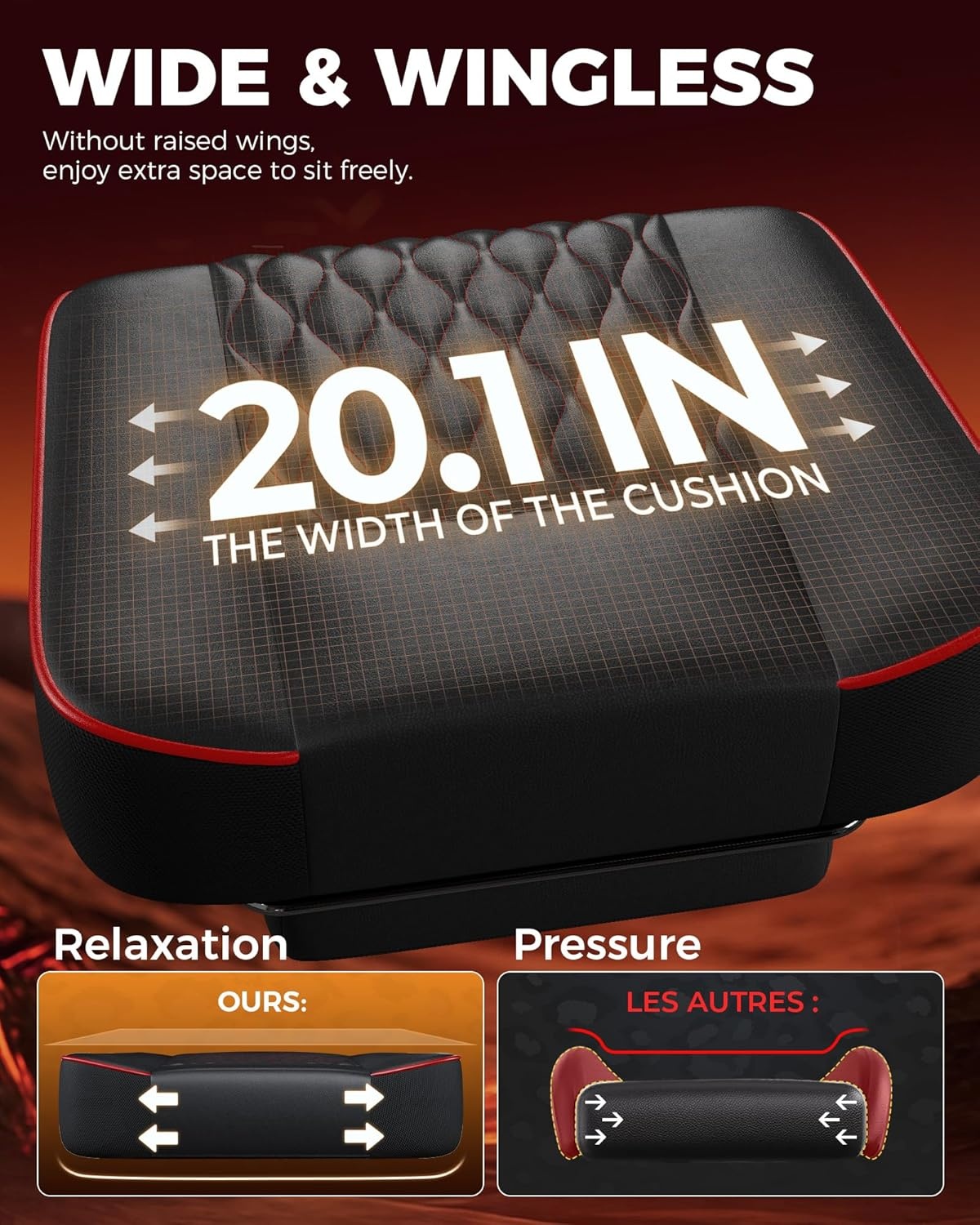 image:imageGTPLAYER Big and Tall Gaming Chair with Footrest Ergonomic Office Desk Chair with 44in Thick Cushion and Wide Wingless Seat Comfortable Leather Computer Chair Predator Series Chocolate BrownBlack Red