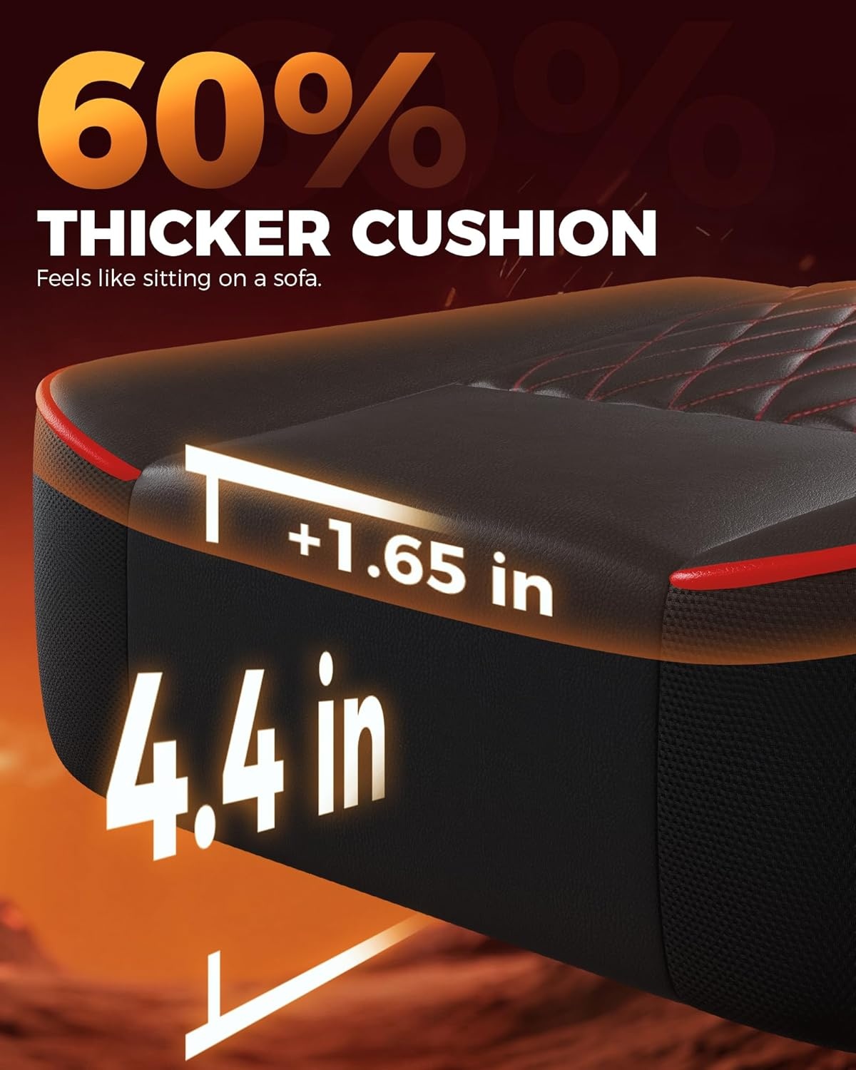 image:imageGTPLAYER Big and Tall Gaming Chair with Footrest Ergonomic Office Desk Chair with 44in Thick Cushion and Wide Wingless Seat Comfortable Leather Computer Chair Predator Series Chocolate BrownBlack Red