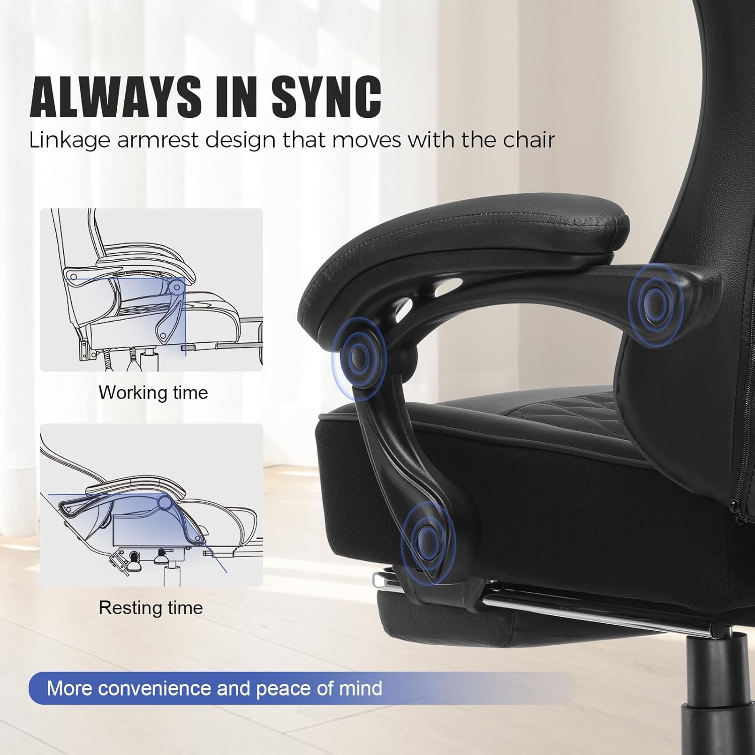 image:imageGTPLAYER Big and Tall Gaming Chair with Footrest Ergonomic Office Desk Chair with 44in Thick Cushion and Wide Wingless Seat Comfortable Leather Computer Chair Predator Series Chocolate BrownSatin Black