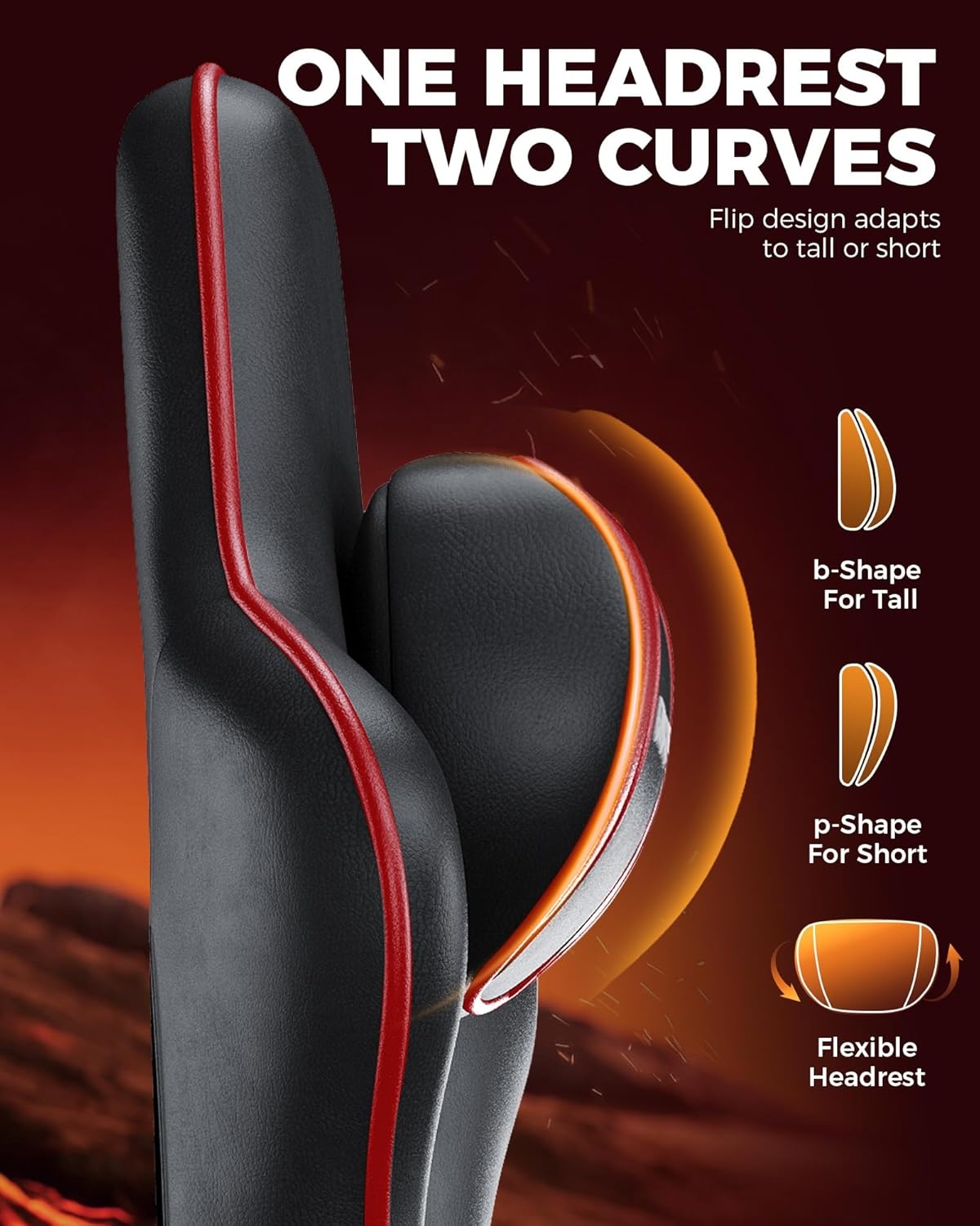 image:imageGTPLAYER Big and Tall Gaming Chair with Footrest Ergonomic Office Desk Chair with 44in Thick Cushion and Wide Wingless Seat Comfortable Leather Computer Chair Predator Series Chocolate BrownBlack Red