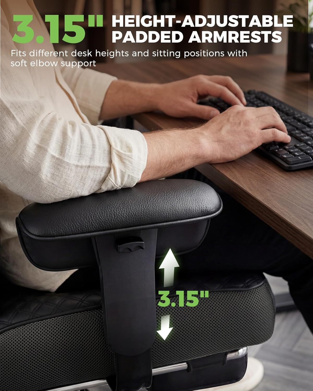 image:imageGTPLAYER Big and Tall Office Chair Wide Ergonomic Gaming Chair with Deluxe Embossing Designed Leather with Foot Rest150Reclining Adjustable Soft Armrests Pocket Spring Back Support and PillowPujet Black
