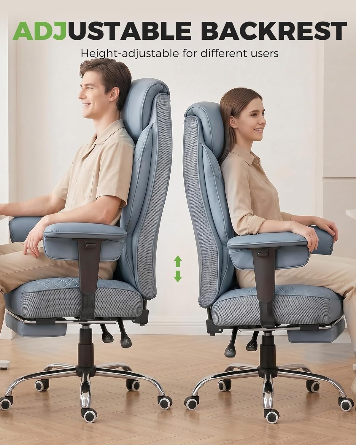 image:imageGTPLAYER Big and Tall Office Chair Wide Ergonomic Gaming Chair with Deluxe Embossing Designed Leather with Foot Rest150Reclining Adjustable Soft Armrests Pocket Spring Back Support and PillowPulakeblue