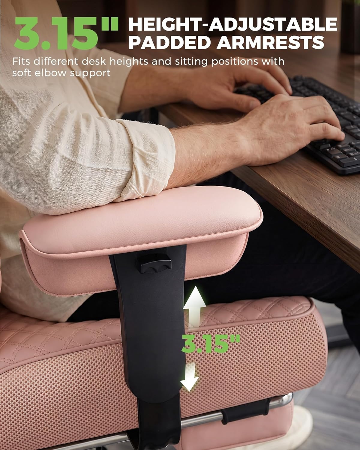 image:imageGTPLAYER Big and Tall Office Chair Wide Ergonomic Gaming Chair with Deluxe Embossing Designed Leather with Foot Rest150Reclining Adjustable Soft Armrests Pocket Spring Back Support and PillowPupink