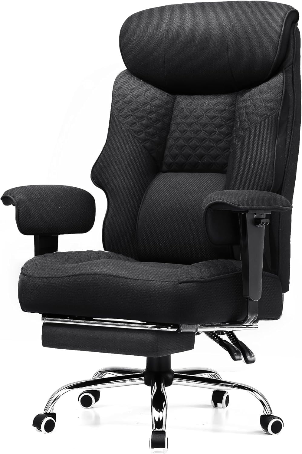 image:imageGTPLAYER Big and Tall Office Chair Wide Ergonomic Gaming Chair with Deluxe Embossing Designed Leather with Foot Rest150Reclining Adjustable Soft Armrests Pocket Spring Back Support and PillowFabricblack