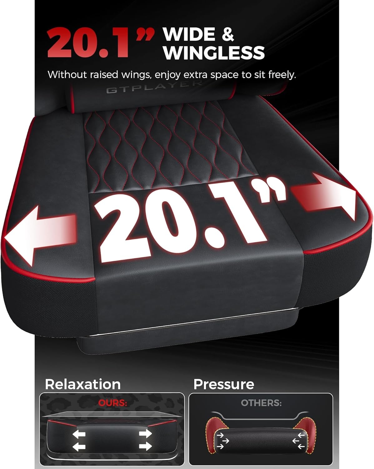 image:imageGTPLAYER Gaming Chair Gaming Chair for Adults Computer Game Chairs with amp Footrest BlackBlack Red