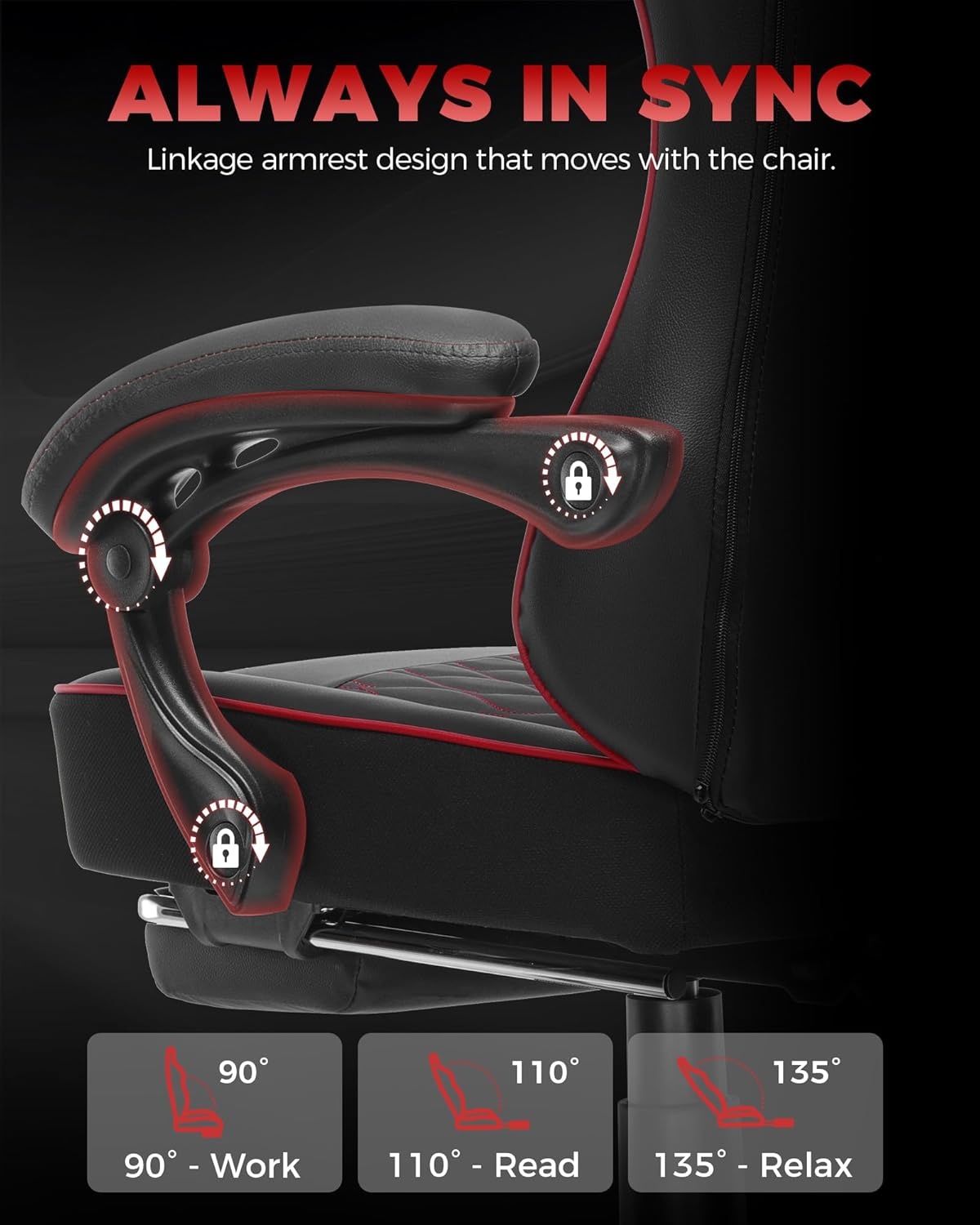 image:imageGTPLAYER Gaming Chair Gaming Chair for Adults Computer Game Chairs with amp Footrest BlackBlack Red