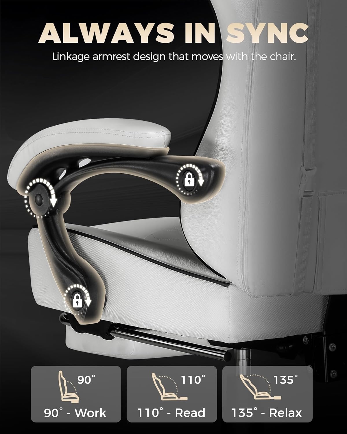 image:imageGTPLAYER Gaming Chair Gaming Chair for Adults Computer Game Chairs with amp Footrest BlackWhite