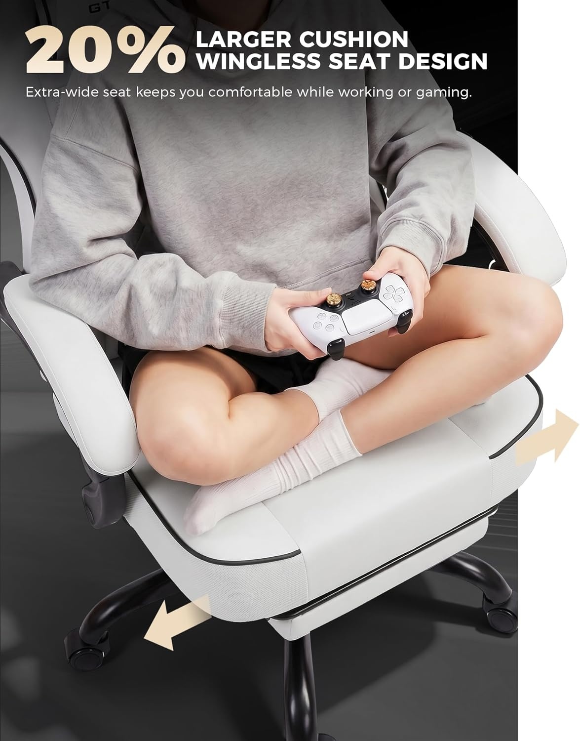 image:imageGTPLAYER Gaming Chair Gaming Chair for Adults Computer Game Chairs with amp Footrest BlackWhite