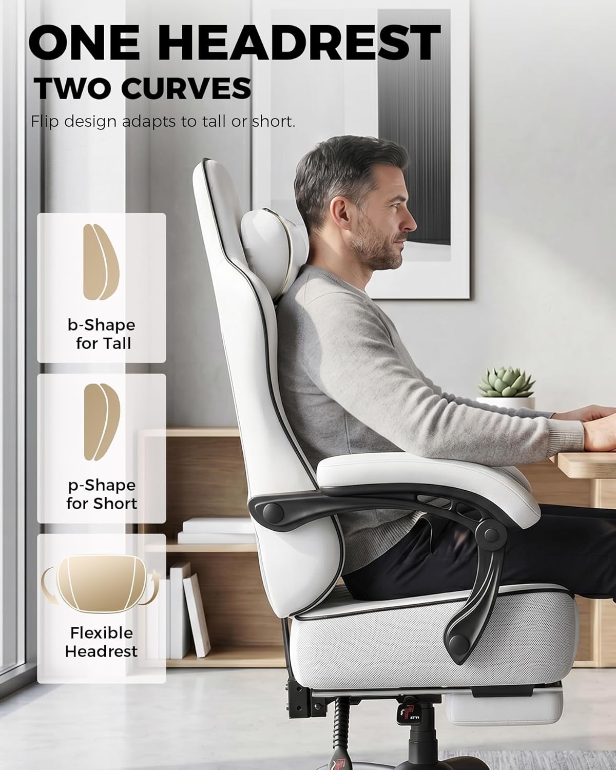 image:imageGTPLAYER Gaming Chair Gaming Chair for Adults Computer Game Chairs with amp Footrest BlackWhite