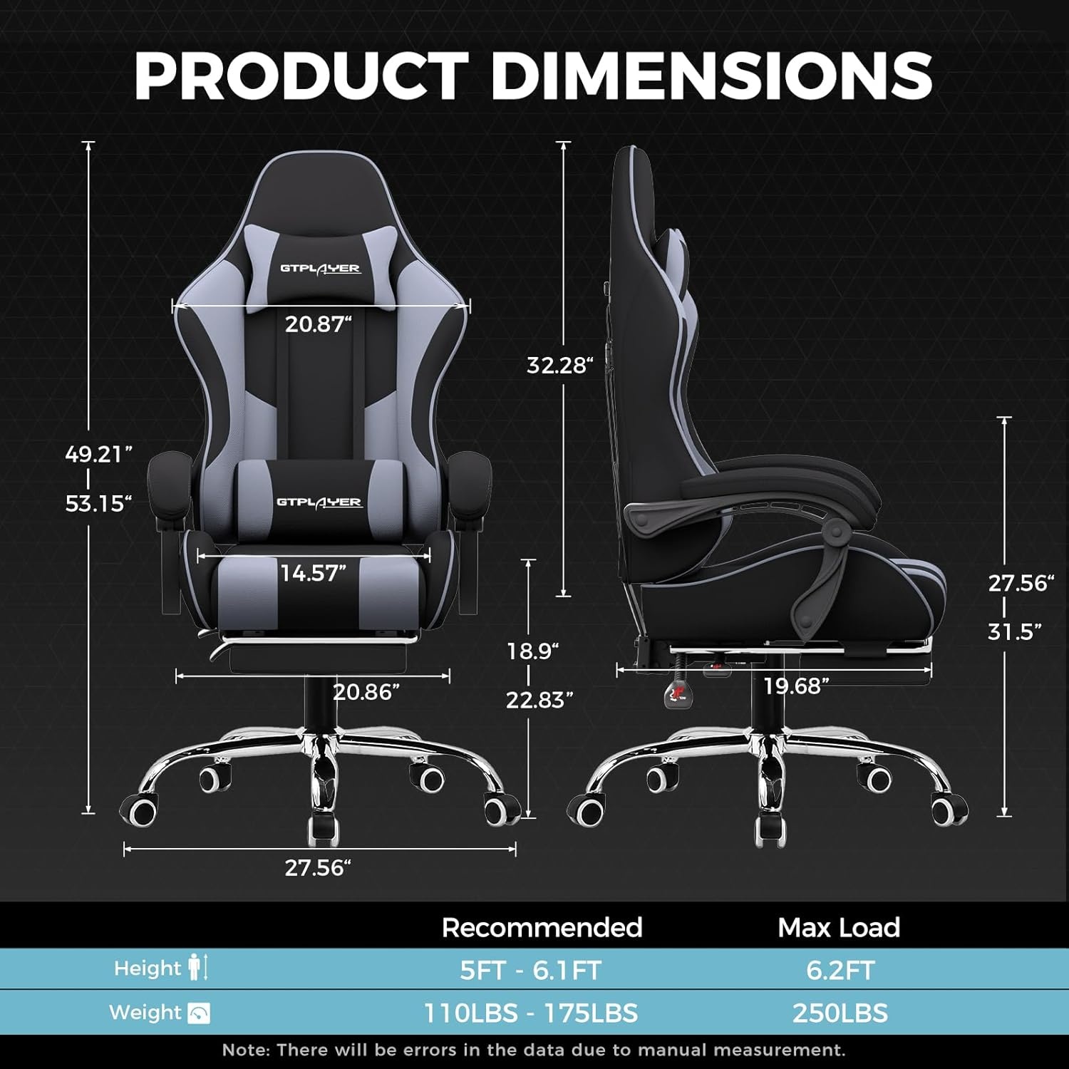 image:imageGTPLAYER Gaming Chair Computer Chair with Footrest and Lumbar Support Height Adjustable Game Chair with 360Swivel Seat and Headrest and for Office or Gaming WhiteFabric Purple