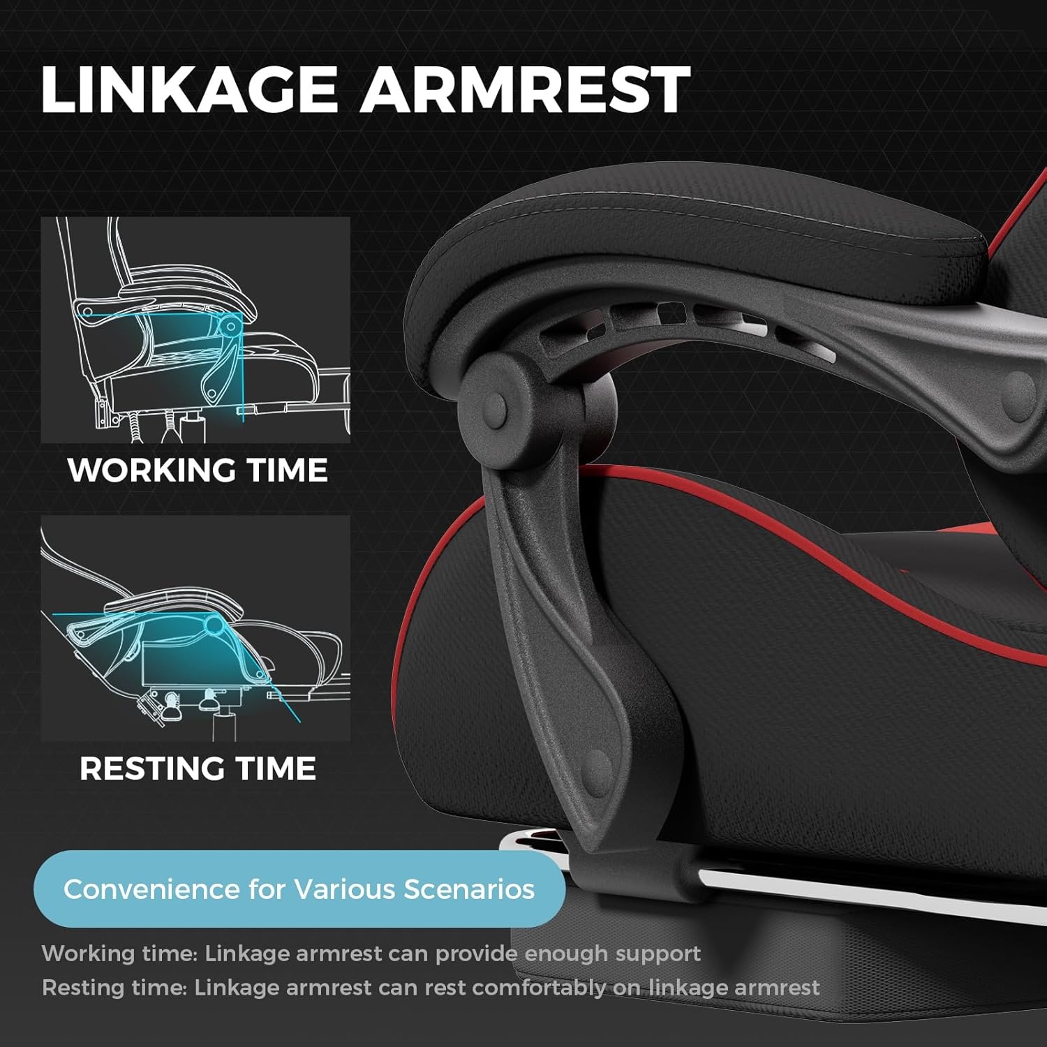 image:imageGTPLAYER Gaming Chair Computer Chair with Footrest and Lumbar Support Height Adjustable Game Chair with 360Swivel Seat and Headrest and for Office or Gaming WhiteFabric Red