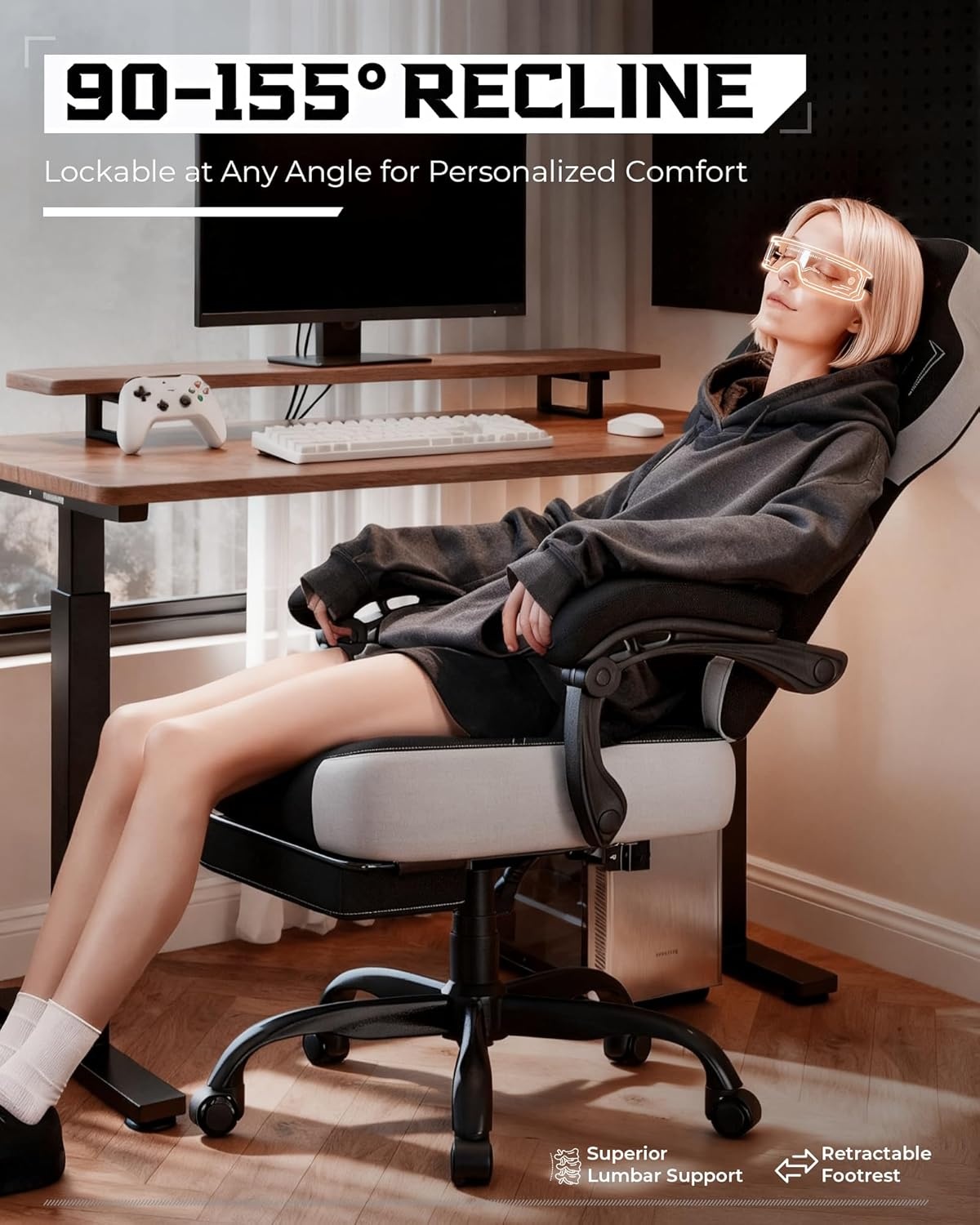 image:imageGTPLAYER Gaming Chair Computer Chair with Footrest and Lumbar Support for Adults 360Swivel Big amp Tall Reclining Seat for Office or Gaming BlackLiblack