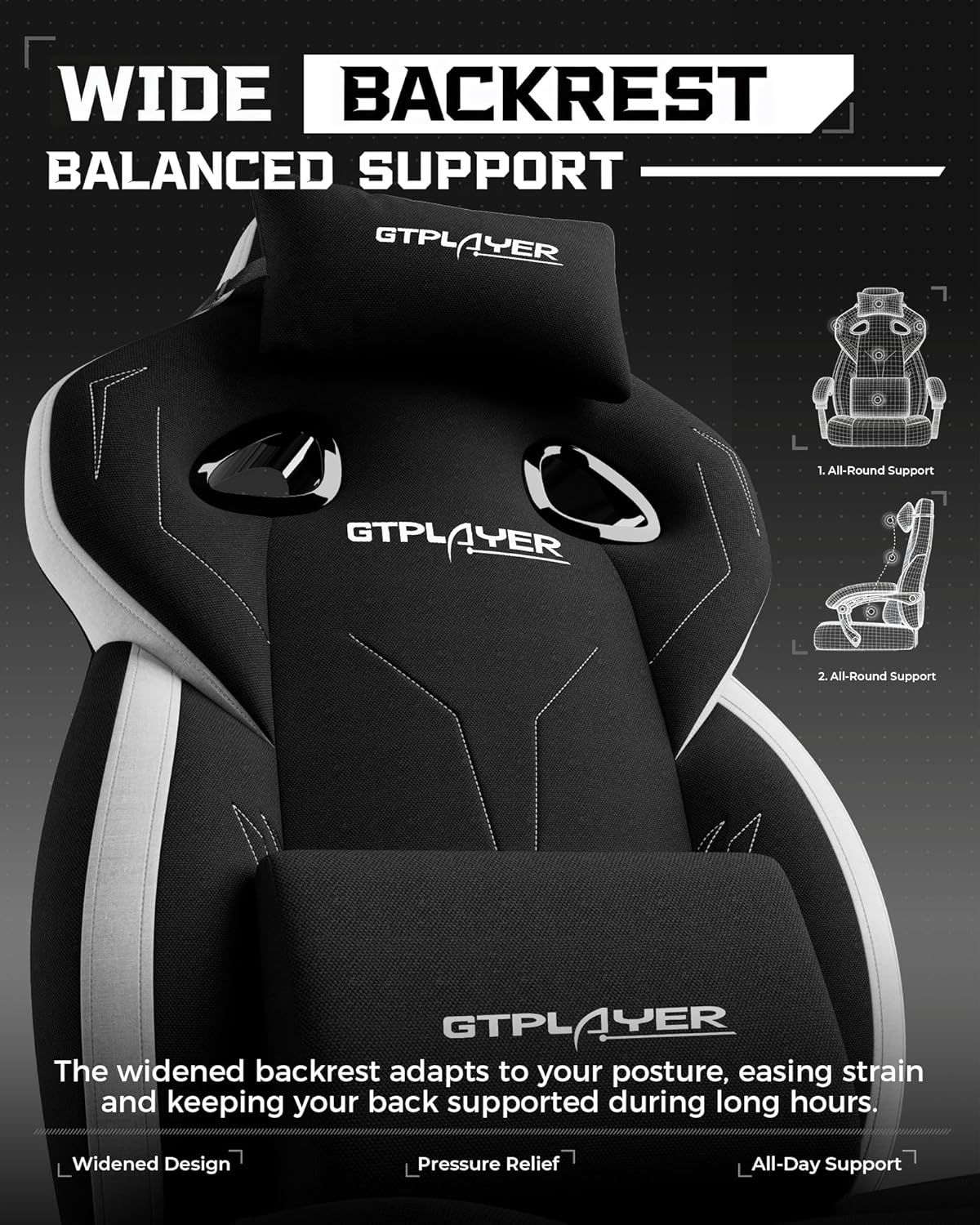 image:imageGTPLAYER Gaming Chair Computer Chair with Footrest and Lumbar Support for Adults 360Swivel Big amp Tall Reclining Seat for Office or Gaming BlackLiblack