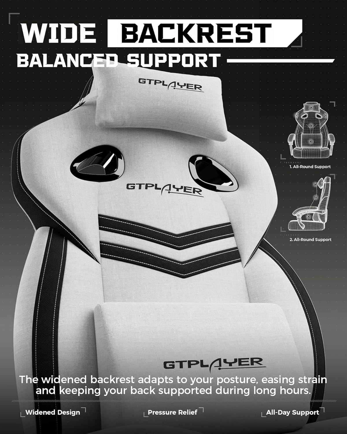 image:imageGTPLAYER Gaming Chair Computer Chair with Footrest and Lumbar Support for Adults 360Swivel Big amp Tall Reclining Seat for Office or Gaming BlackLiwhite