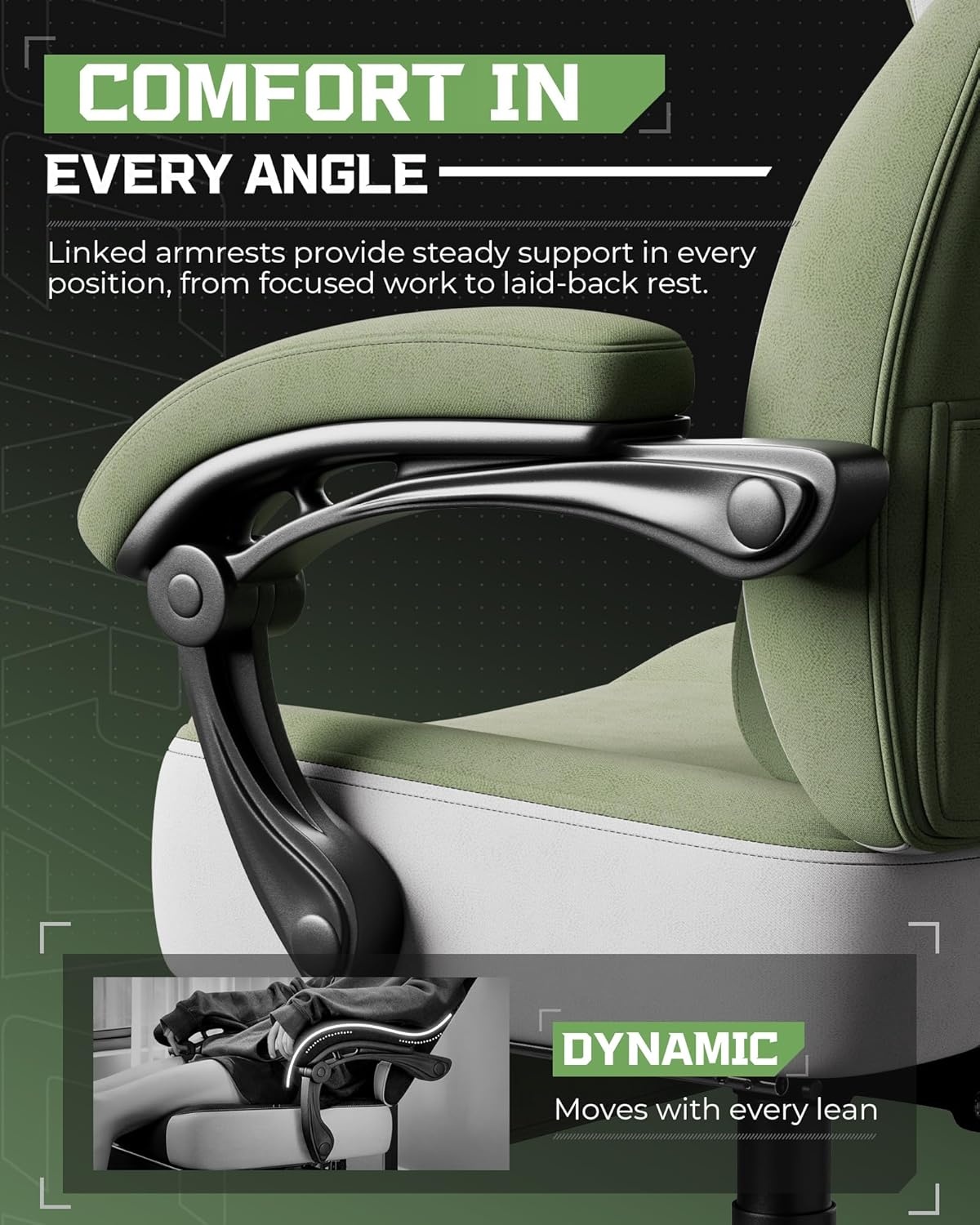 image:imageGTPLAYER Gaming Chair Computer Chair with Footrest and Lumbar Support for Adults 360Swivel Big amp Tall Reclining Seat for Office or Gaming BlackTfgreen