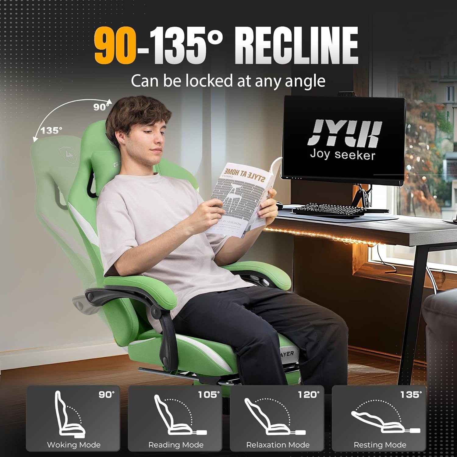 image:imageGTPLAYER Gaming Chair for Adults Big and Tall 350LBS Heavy Duty Office Chair Ergonomic High Back Lumbar Support and Recliner for Back Pain Relief Sky GrayViridian