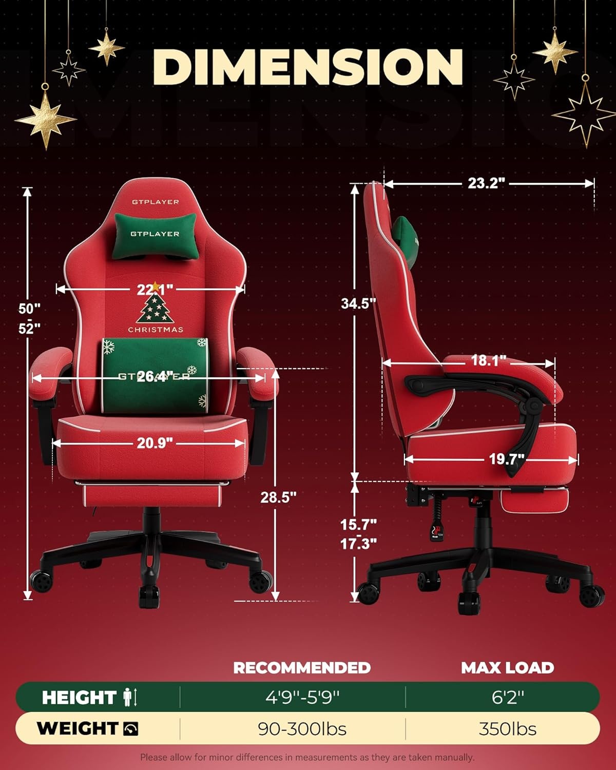 image:imageGTPLAYER Gaming Chair for Adults Ergonomic Video Game Chairs Footrest amp Linkage Armrest Reclining High Back Silla Gamer with Wider Seat for Home Office Ace Pro CreamChristmasvelvet