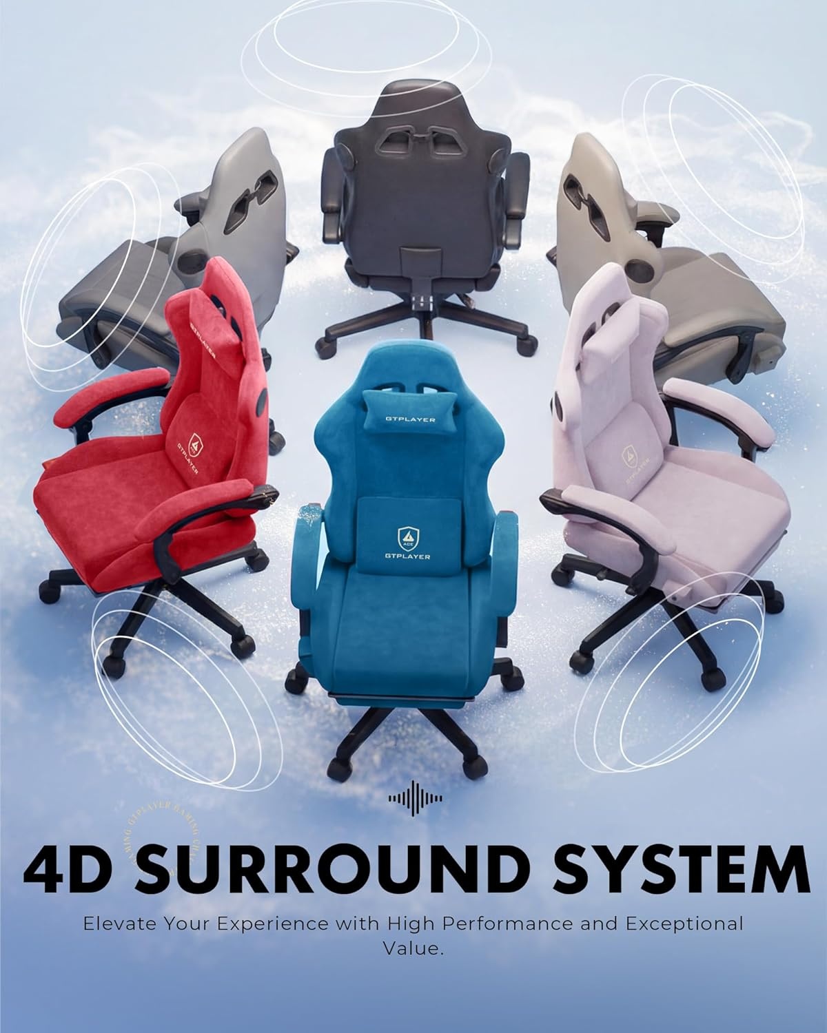 image:imageGTPLAYER Gaming Chair for Adults Ergonomic Video Game Chairs Footrest amp Linkage Armrest Reclining High Back Silla Gamer with Wider Seat for Home Office Ace Pro CreamBluevelvet