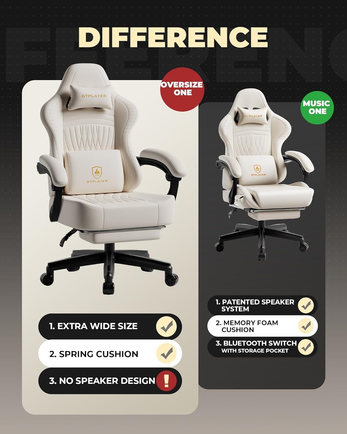 image:imageGTPLAYER Gaming Chair for Adults Ergonomic Video Game Chairs Footrest amp Linkage Armrest Reclining High Back Silla Gamer with Wider Seat for Home Office Ace Pro CreamCream