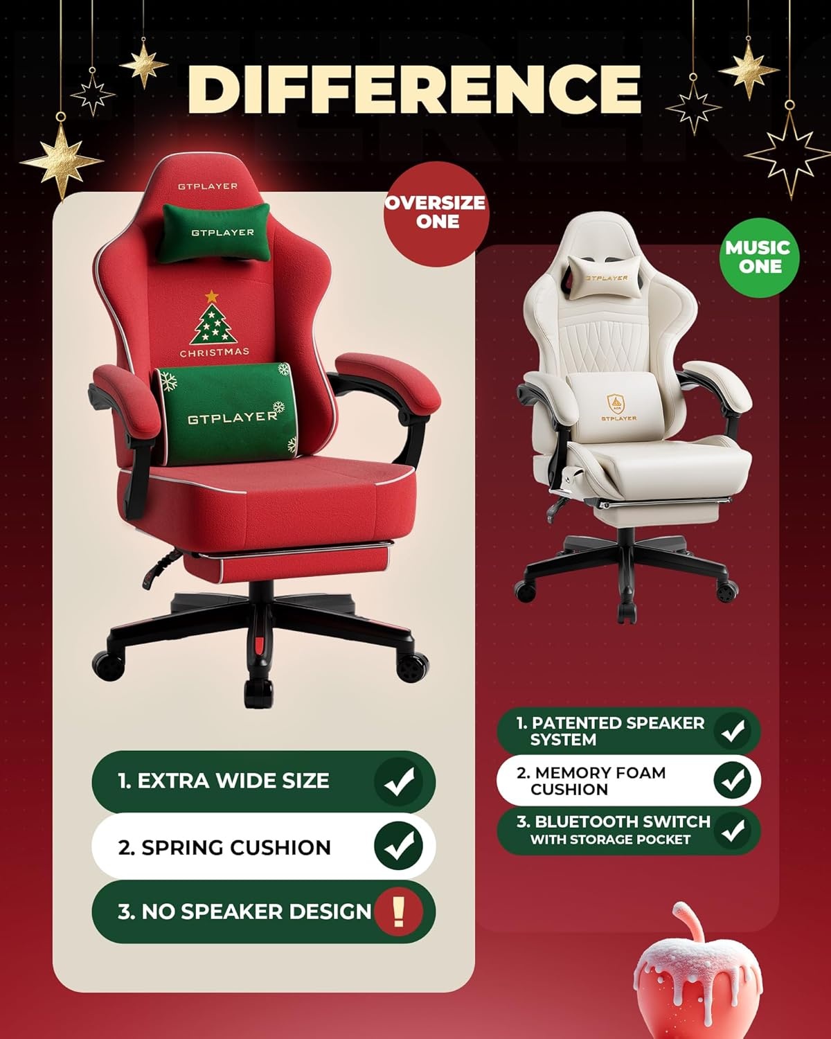 image:imageGTPLAYER Gaming Chair for Adults Ergonomic Video Game Chairs Footrest amp Linkage Armrest Reclining High Back Silla Gamer with Wider Seat for Home Office Ace Pro CreamChristmasvelvet