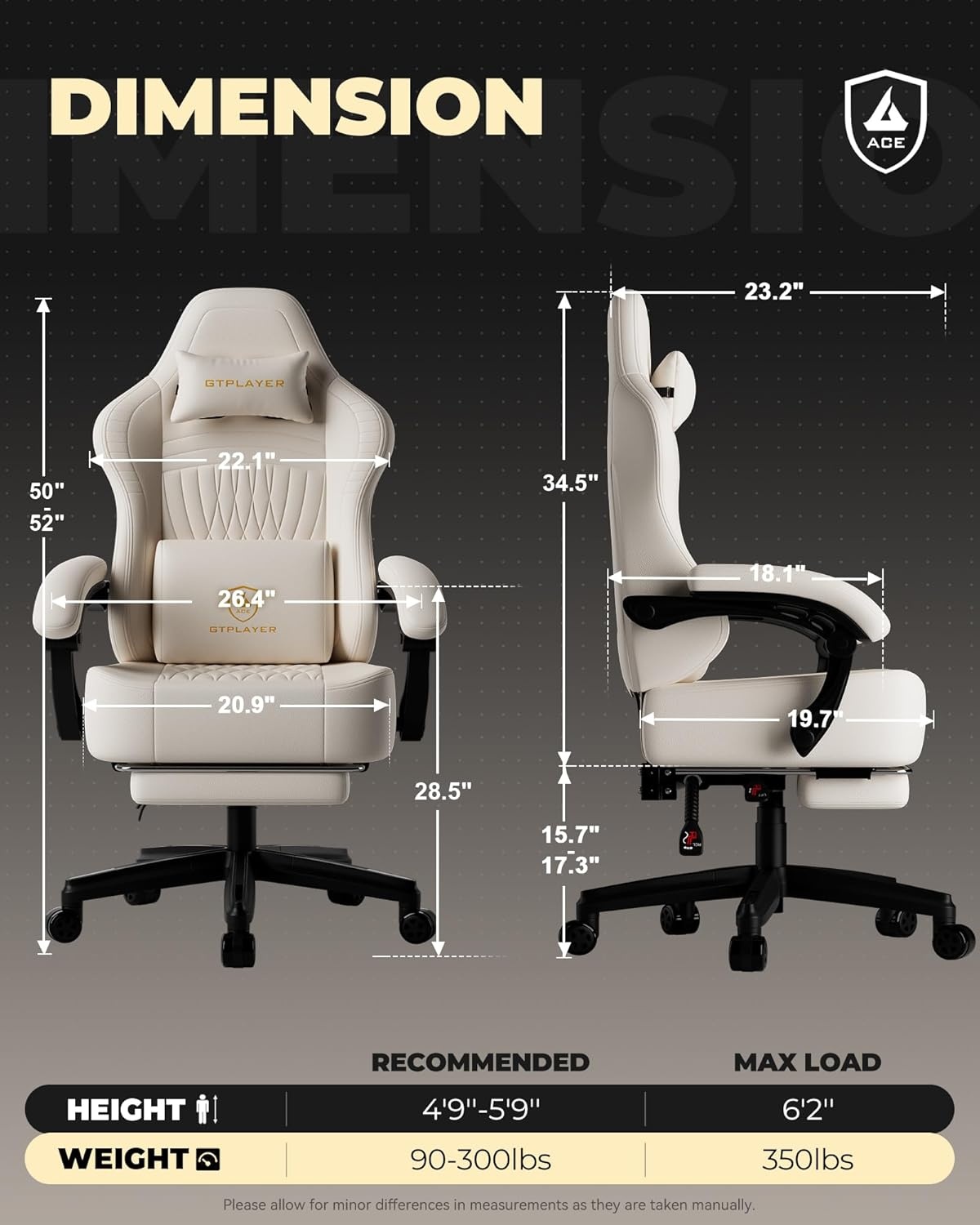 image:imageGTPLAYER Gaming Chair for Adults Ergonomic Video Game Chairs Footrest amp Linkage Armrest Reclining High Back Silla Gamer with Wider Seat for Home Office Ace Pro CreamCream