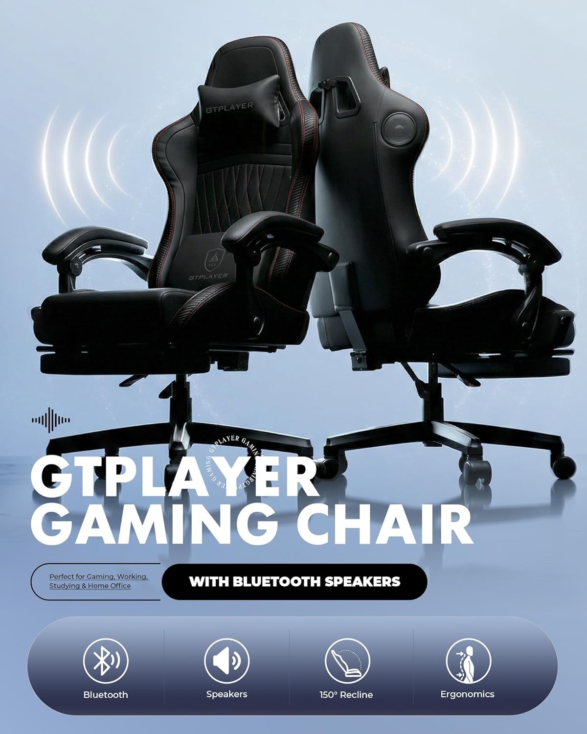 image:imageGTPLAYER Gaming Chair for Adults Ergonomic Video Game Chairs Footrest amp Linkage Armrest Reclining High Back Silla Gamer with Wider Seat for Home Office Ace Pro CreamBlack Red