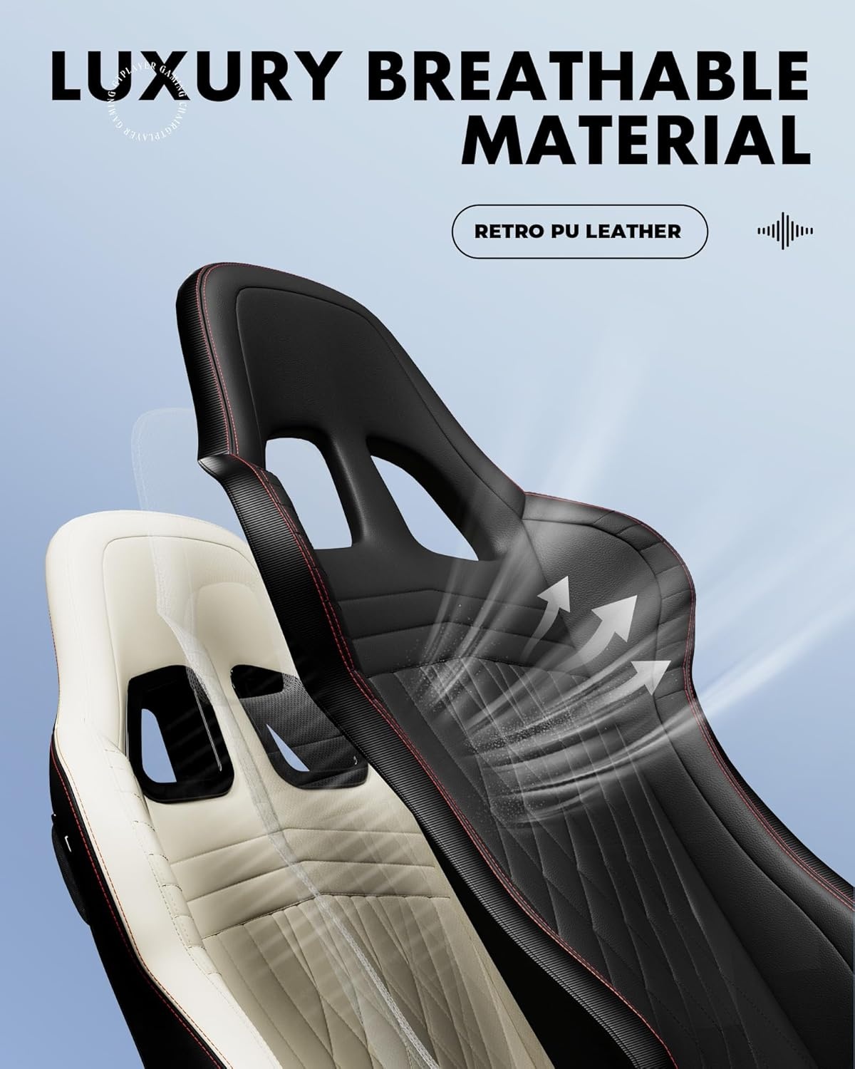 image:imageGTPLAYER Gaming Chair for Adults Ergonomic Video Game Chairs Footrest amp Linkage Armrest Reclining High Back Silla Gamer with Wider Seat for Home Office Ace Pro CreamBlack Red