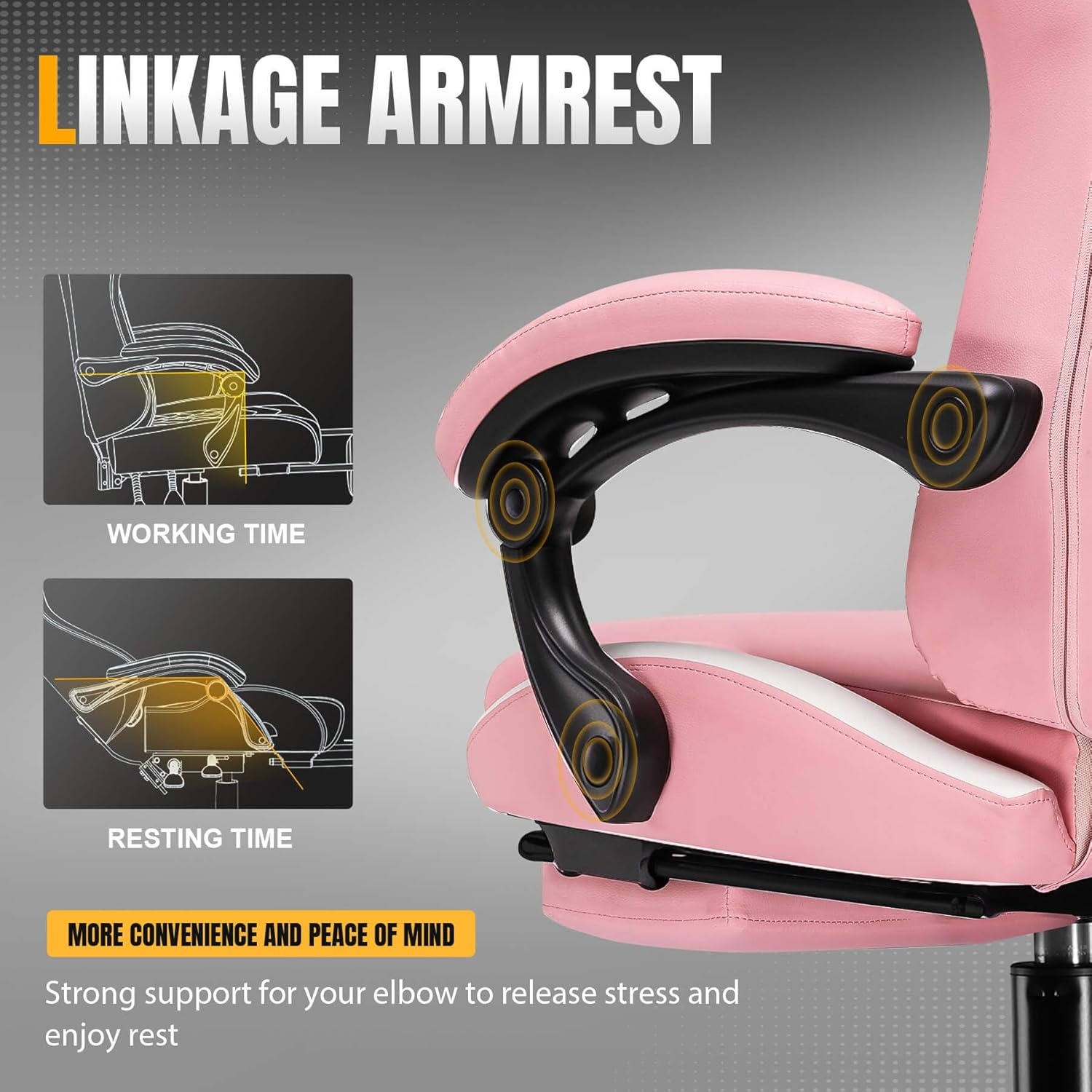 image:imageGTPLAYER Gaming Chair with Foot Rest amp Pocket Spring Cushion Ergonomic High Back Computer Desk Chair with Headrest amp Lumbar Support for Back Pain Relief Breathable Fabric MistBluePink