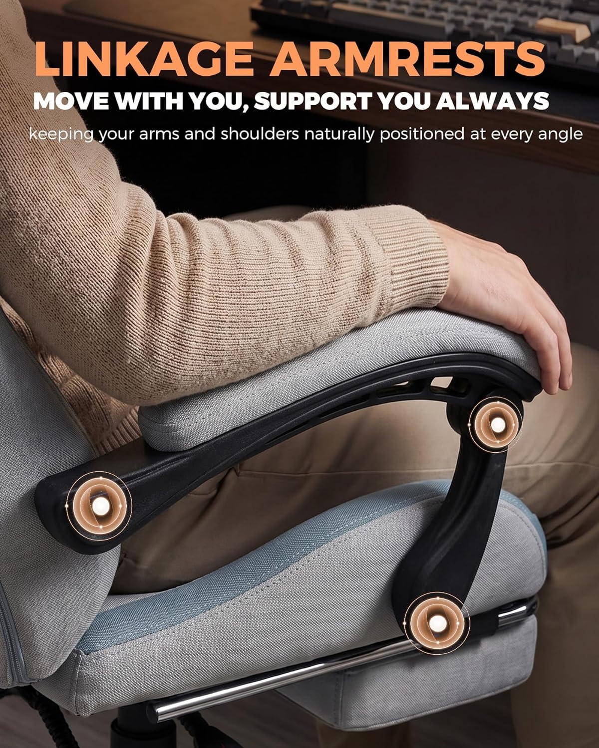 image:imageGTPLAYER Gaming Chair with Foot Rest amp Pocket Spring Cushion Ergonomic High Back Computer Desk Chair with Headrest amp Lumbar Support for Back Pain Relief Breathable Fabric MistBlueMistblue