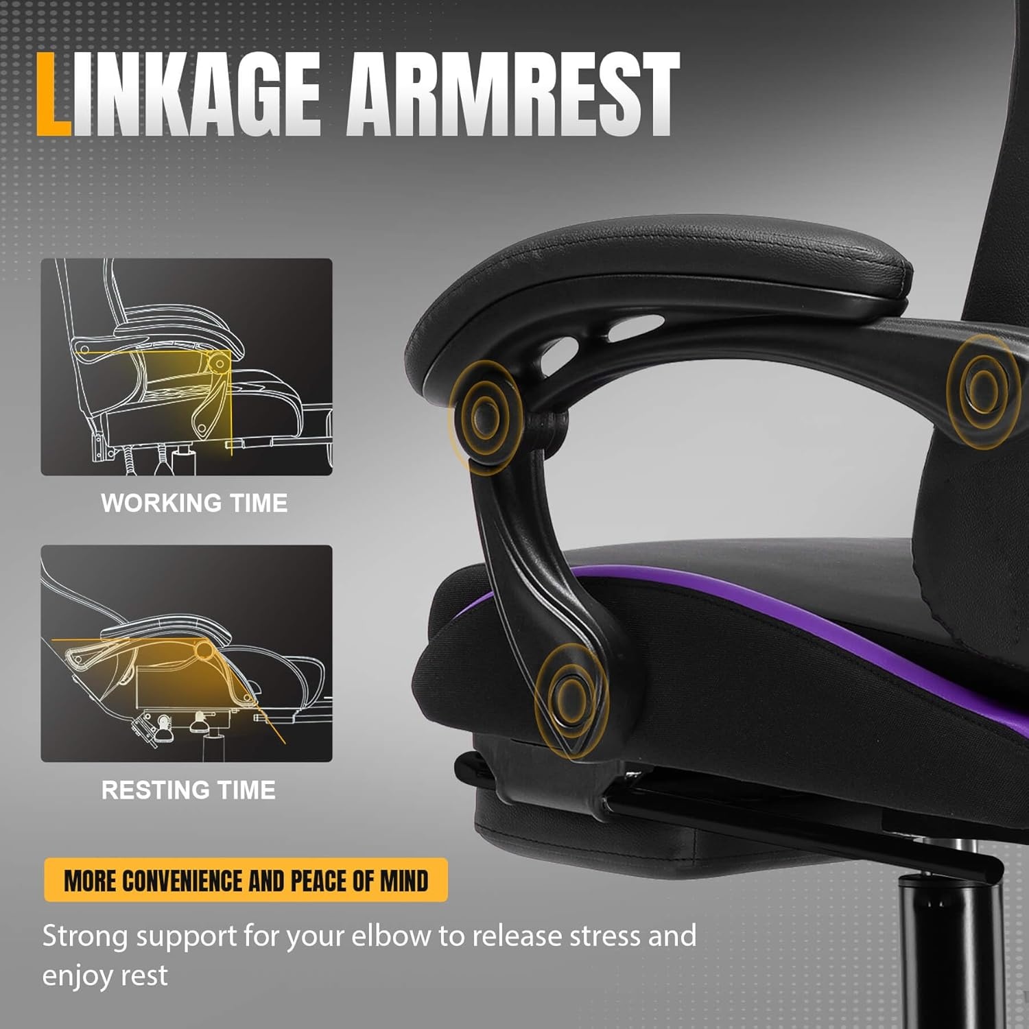 image:imageGTPLAYER Gaming Chair with Foot Rest amp Pocket Spring Cushion Ergonomic High Back Computer Desk Chair with Headrest amp Lumbar Support for Back Pain Relief Breathable Fabric MistBluePurpleBlack