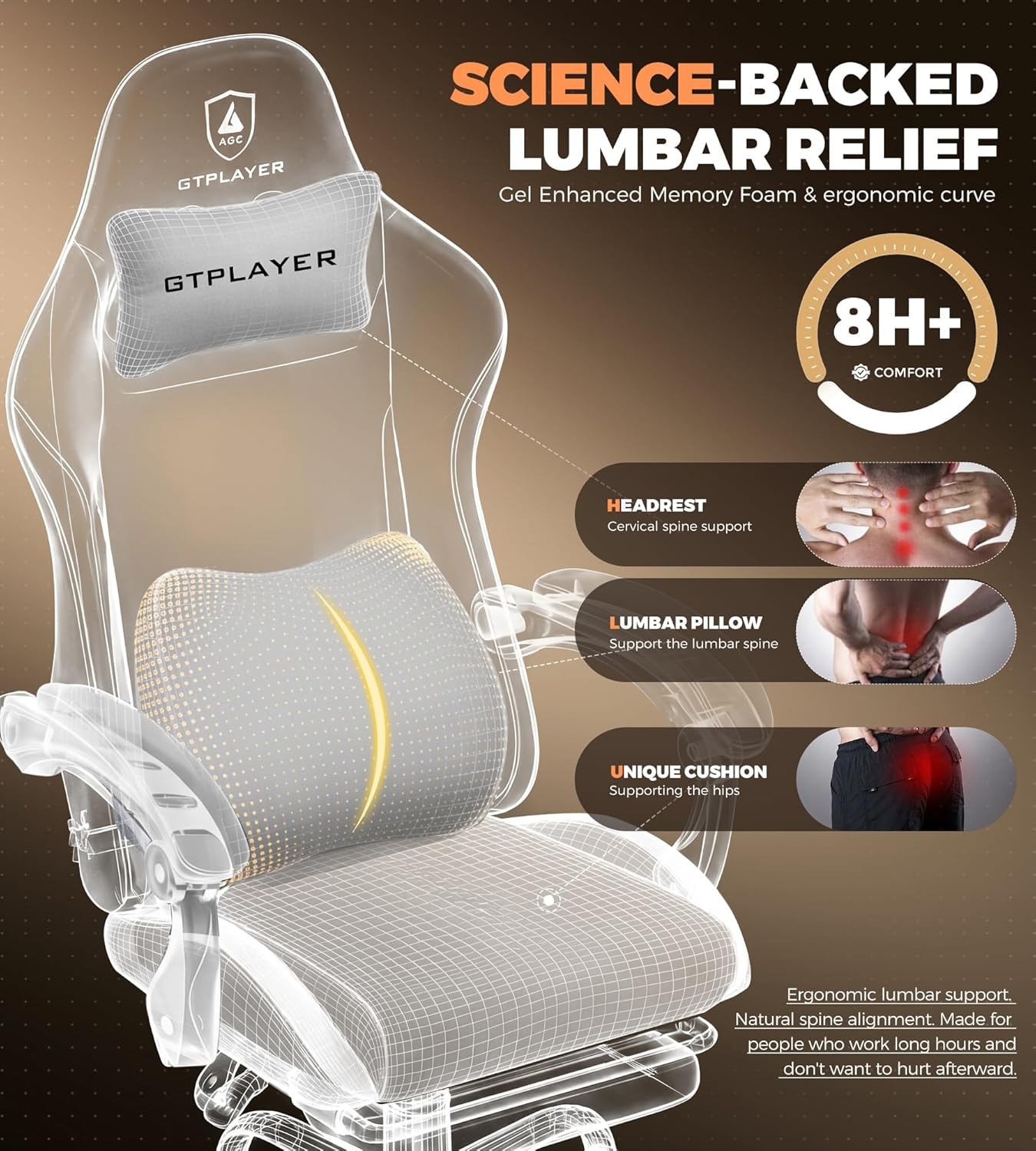 image:imageGTPLAYER Gaming Chair with Foot Rest amp Pocket Spring Cushion Ergonomic High Back Computer Desk Chair with Headrest amp Lumbar Support for Back Pain Relief Breathable Fabric MistBlueMistblue