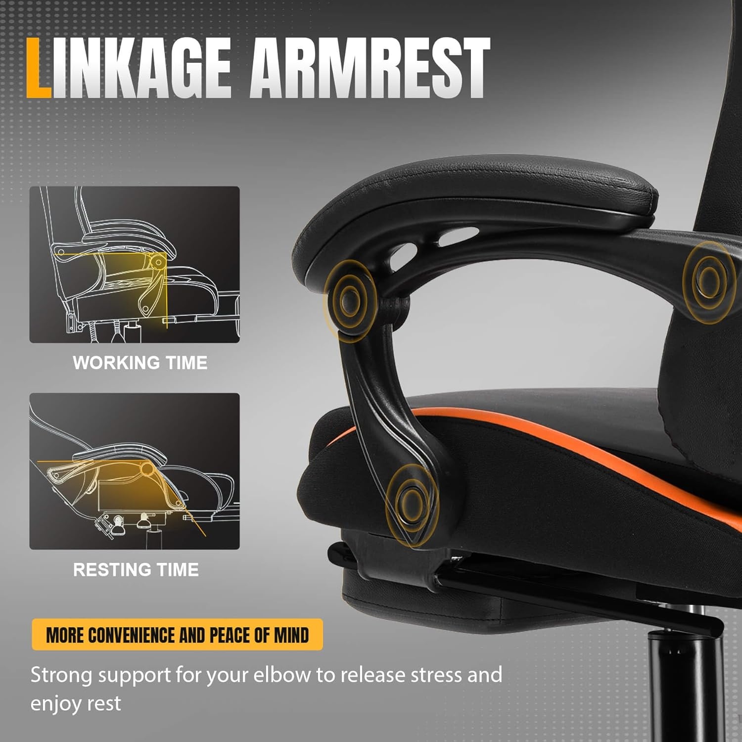image:imageGTPLAYER Gaming Chair with Foot Rest amp Pocket Spring Cushion Ergonomic High Back Computer Desk Chair with Headrest amp Lumbar Support for Back Pain Relief Breathable Fabric MistBlueOrange