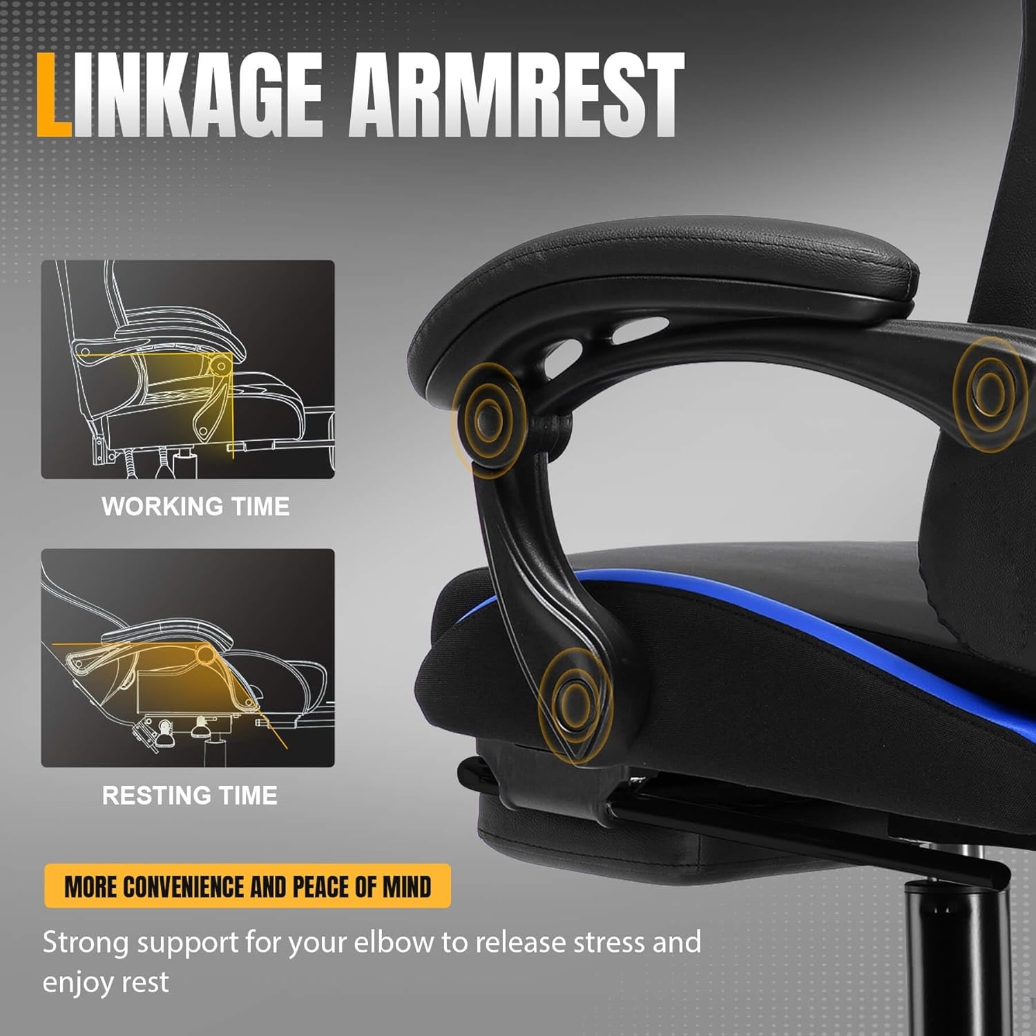 image:imageGTPLAYER Gaming Chair with Foot Rest amp Pocket Spring Cushion Ergonomic High Back Computer Desk Chair with Headrest amp Lumbar Support for Back Pain Relief Breathable Fabric MistBlueCobaltblue