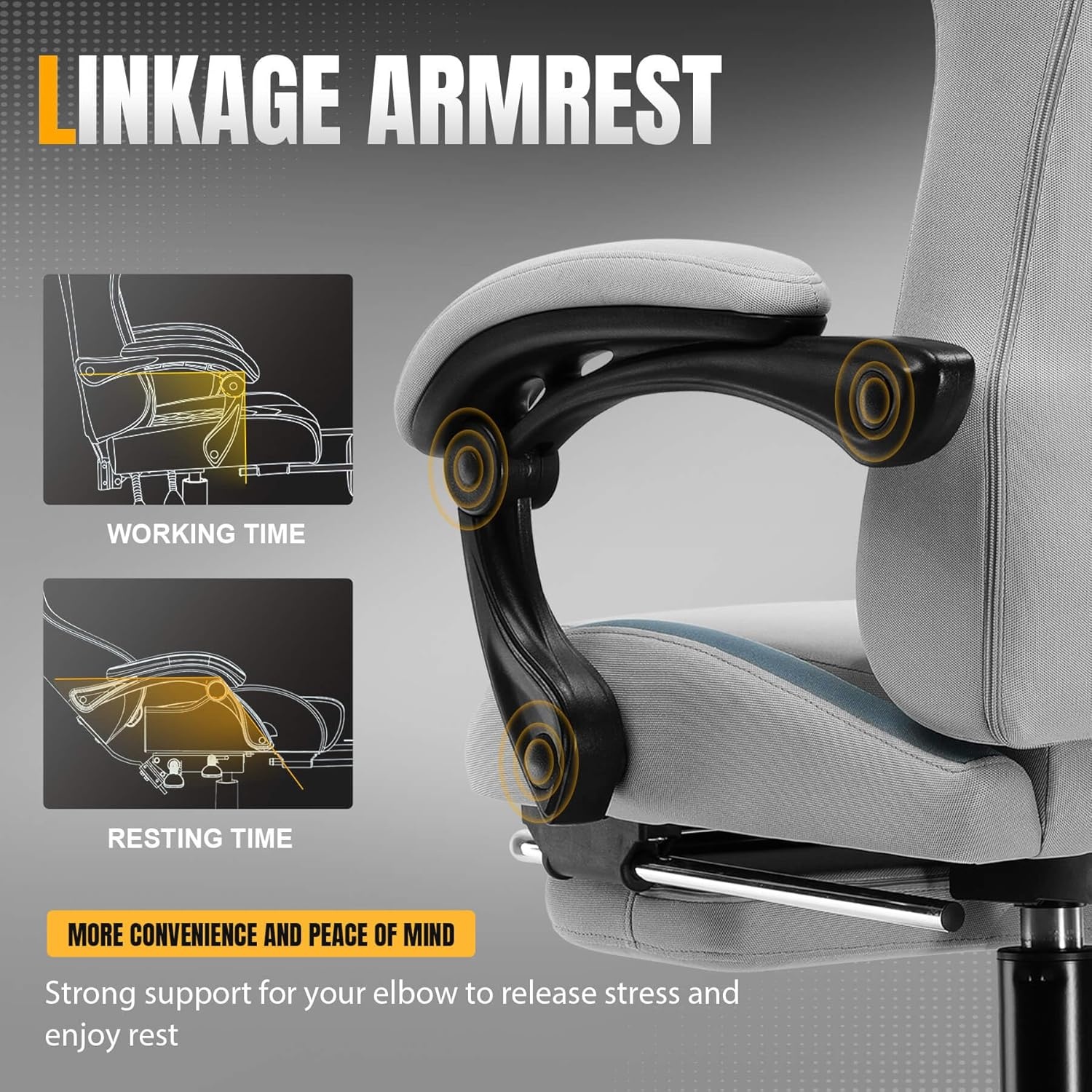 image:imageGTPLAYER Gaming Chair with Foot Rest amp Pocket Spring Cushion Ergonomic High Back Computer Desk Chair with Headrest amp Lumbar Support for Back Pain Relief Breathable Fabric MistBlueSilvergrey