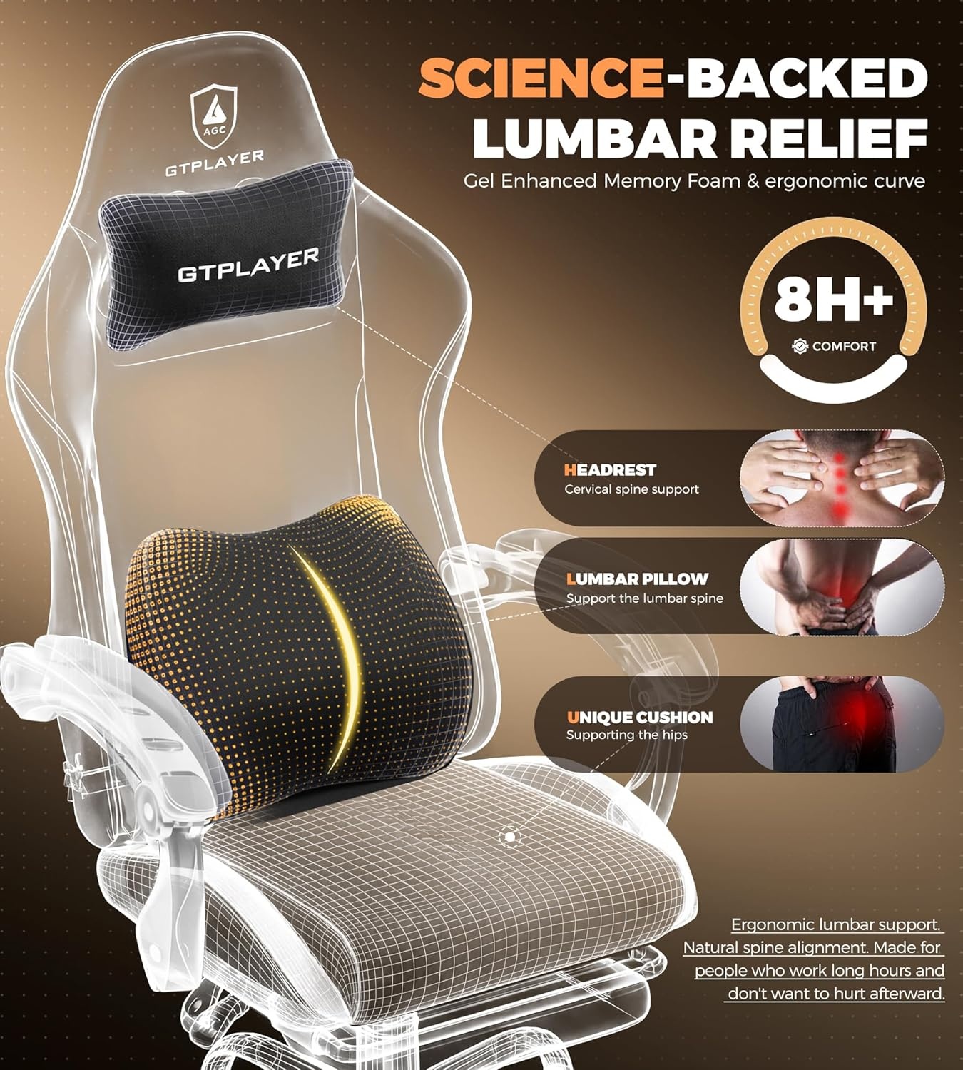 image:imageGTPLAYER Gaming Chair with Foot Rest amp Pocket Spring Cushion Ergonomic High Back Computer Desk Chair with Headrest amp Lumbar Support for Back Pain Relief Breathable Fabric MistBlueBlack