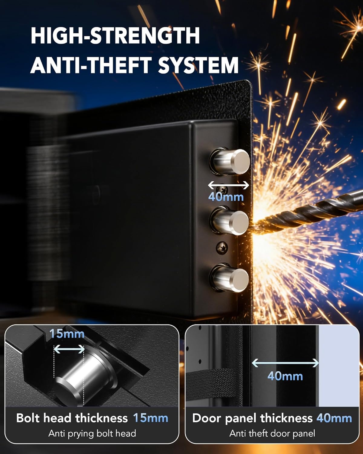 image:imageGTPLAYER Safe Box Feet for College Dorm Room with Electronic Keypad and Fingerprint Shelf Wall Mount Kit Hidden Home Safe for Money Jewelry and Passport 044 CubicBlack