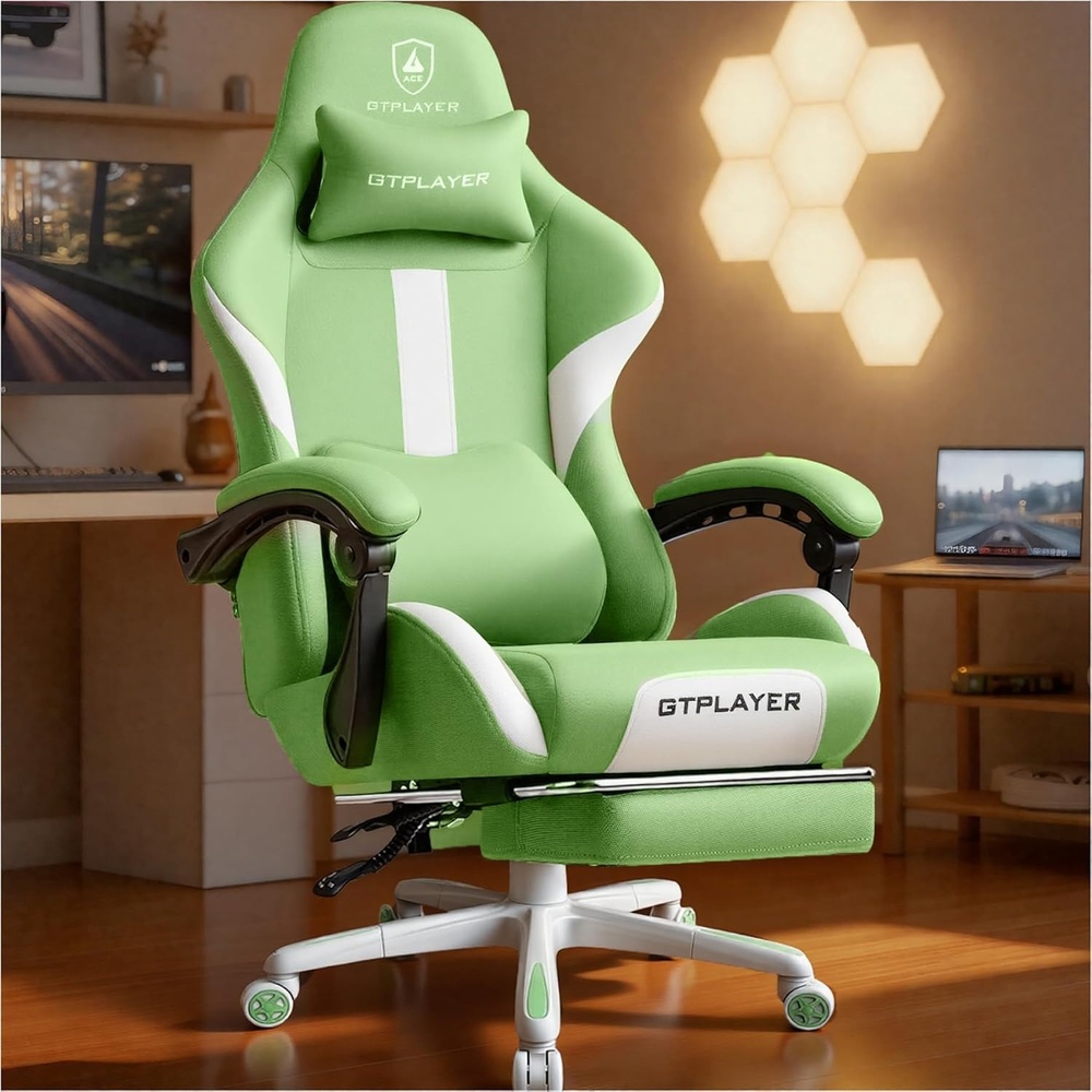 image:imageGTPLAYER Gaming Chair for Adults Big and Tall 350LBS Heavy Duty Office Chair Ergonomic High Back Lumbar Support and Recliner for Back Pain Relief Sky GrayViridian